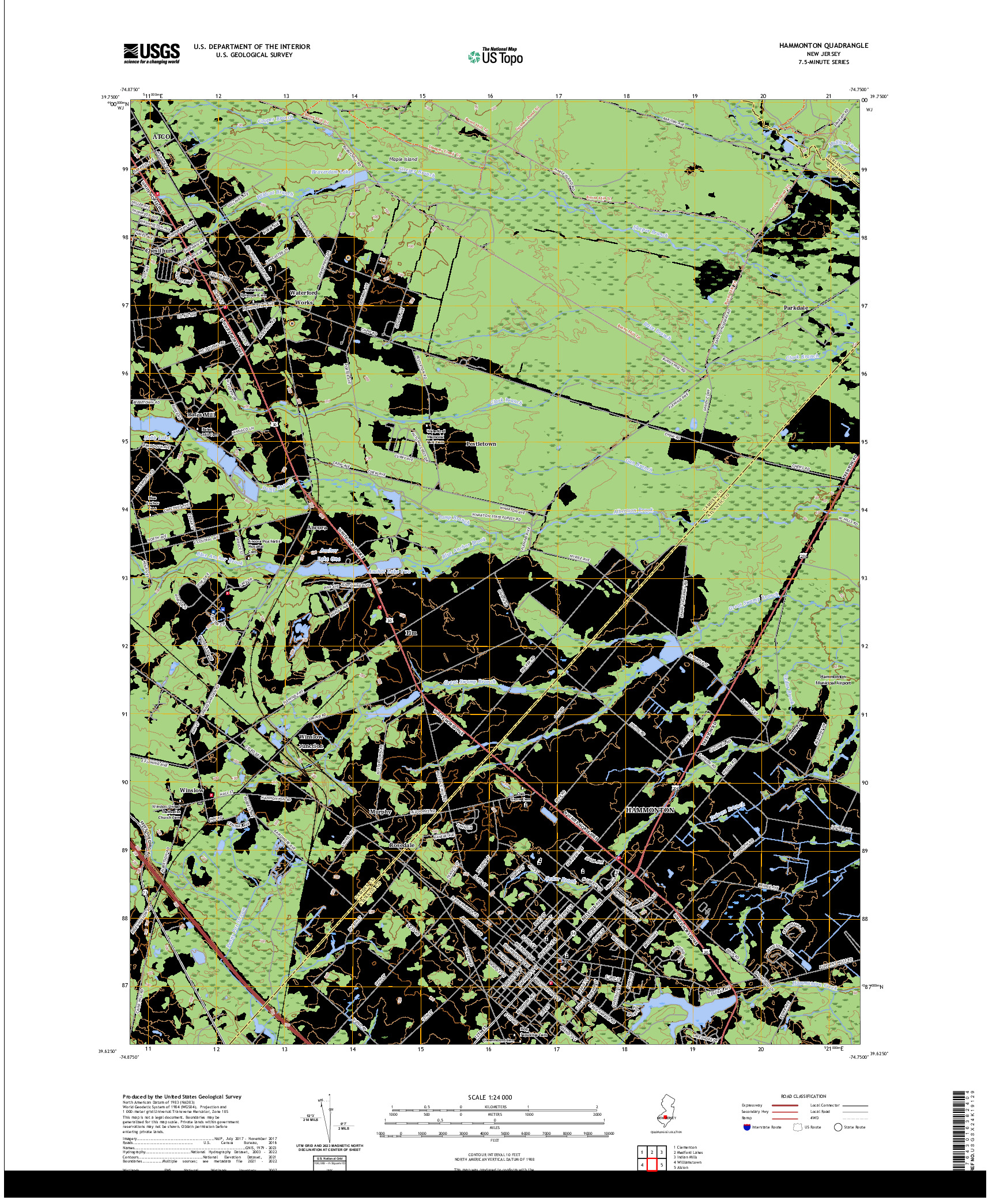 US TOPO 7.5-MINUTE MAP FOR HAMMONTON, NJ