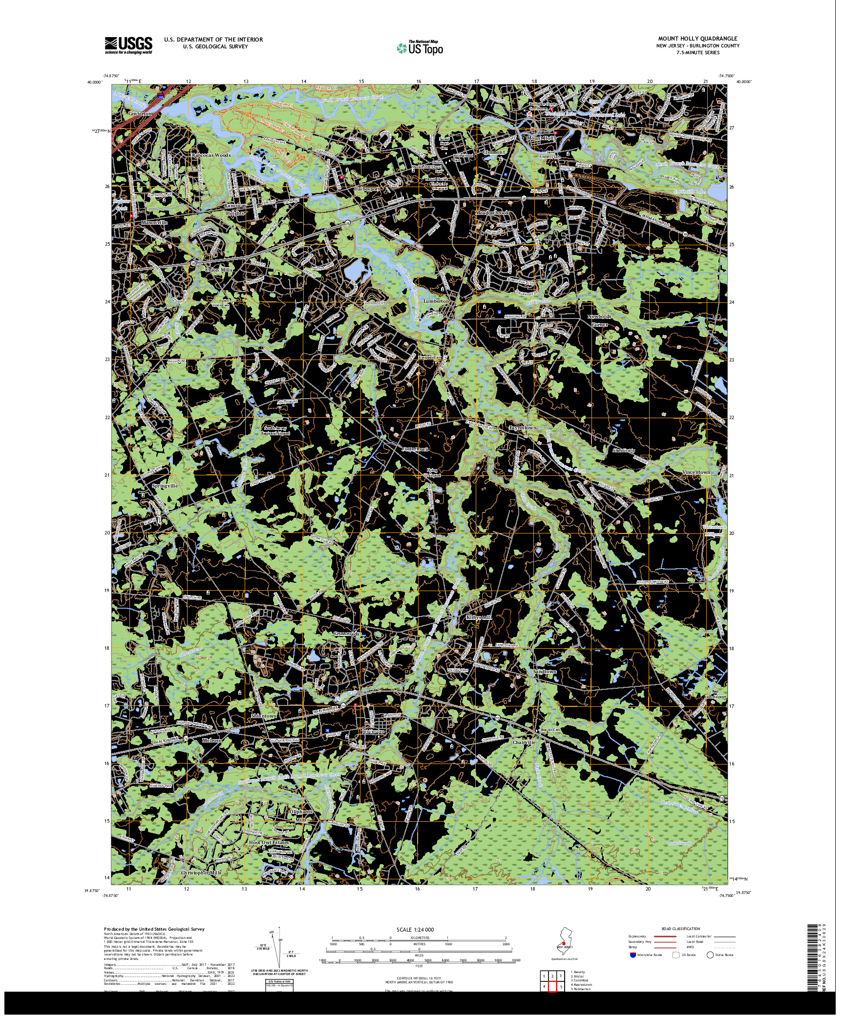 US TOPO 7.5-MINUTE MAP FOR MOUNT HOLLY, NJ