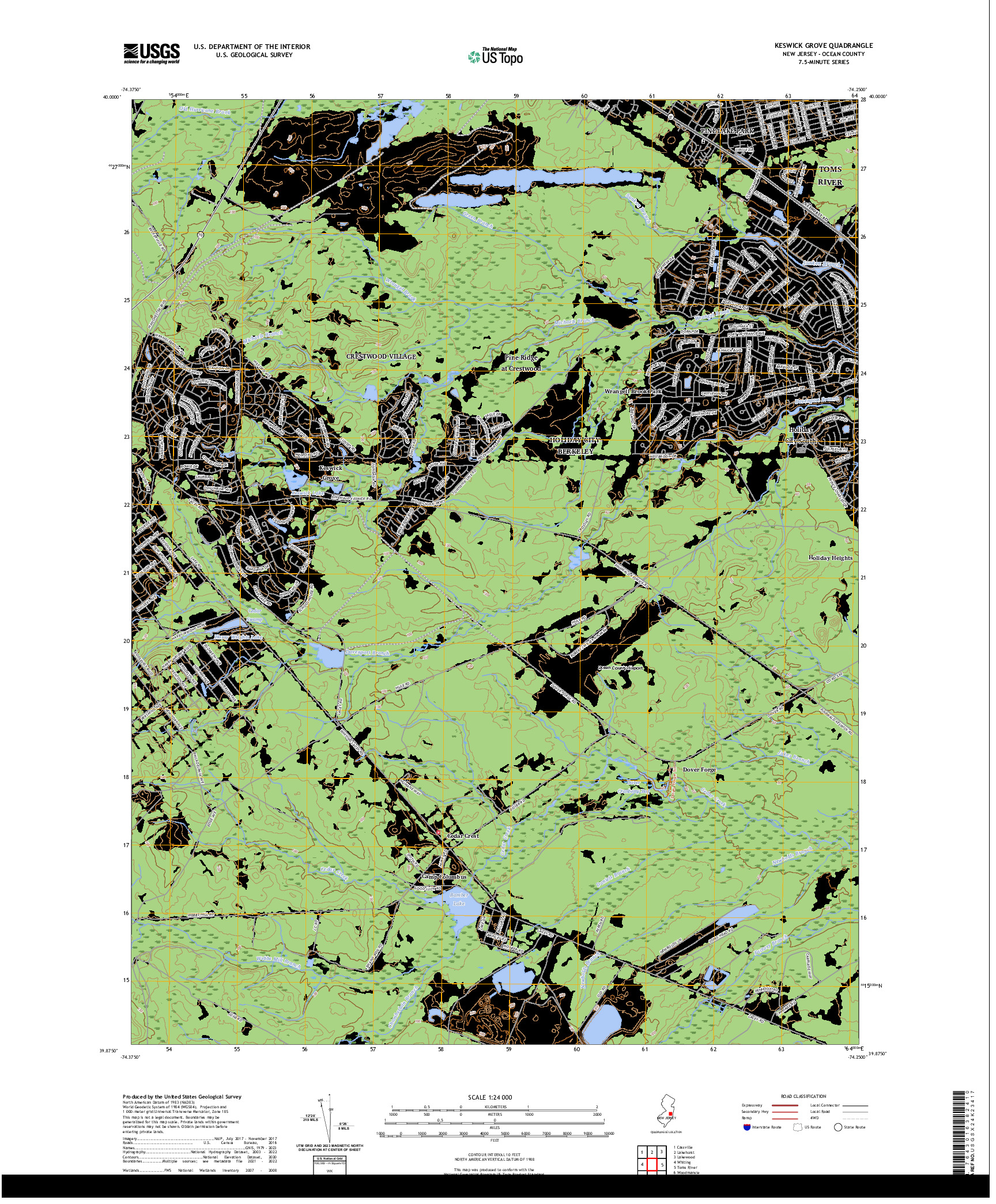 US TOPO 7.5-MINUTE MAP FOR KESWICK GROVE, NJ