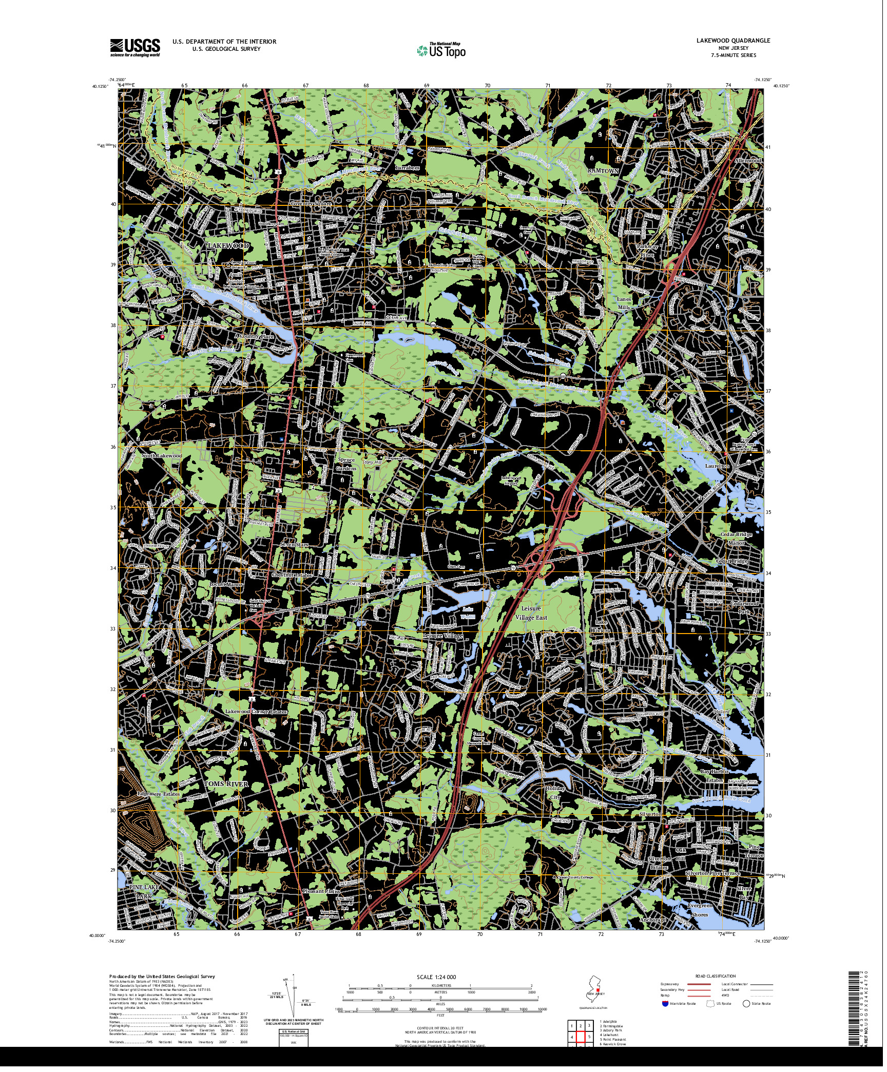 US TOPO 7.5-MINUTE MAP FOR LAKEWOOD, NJ