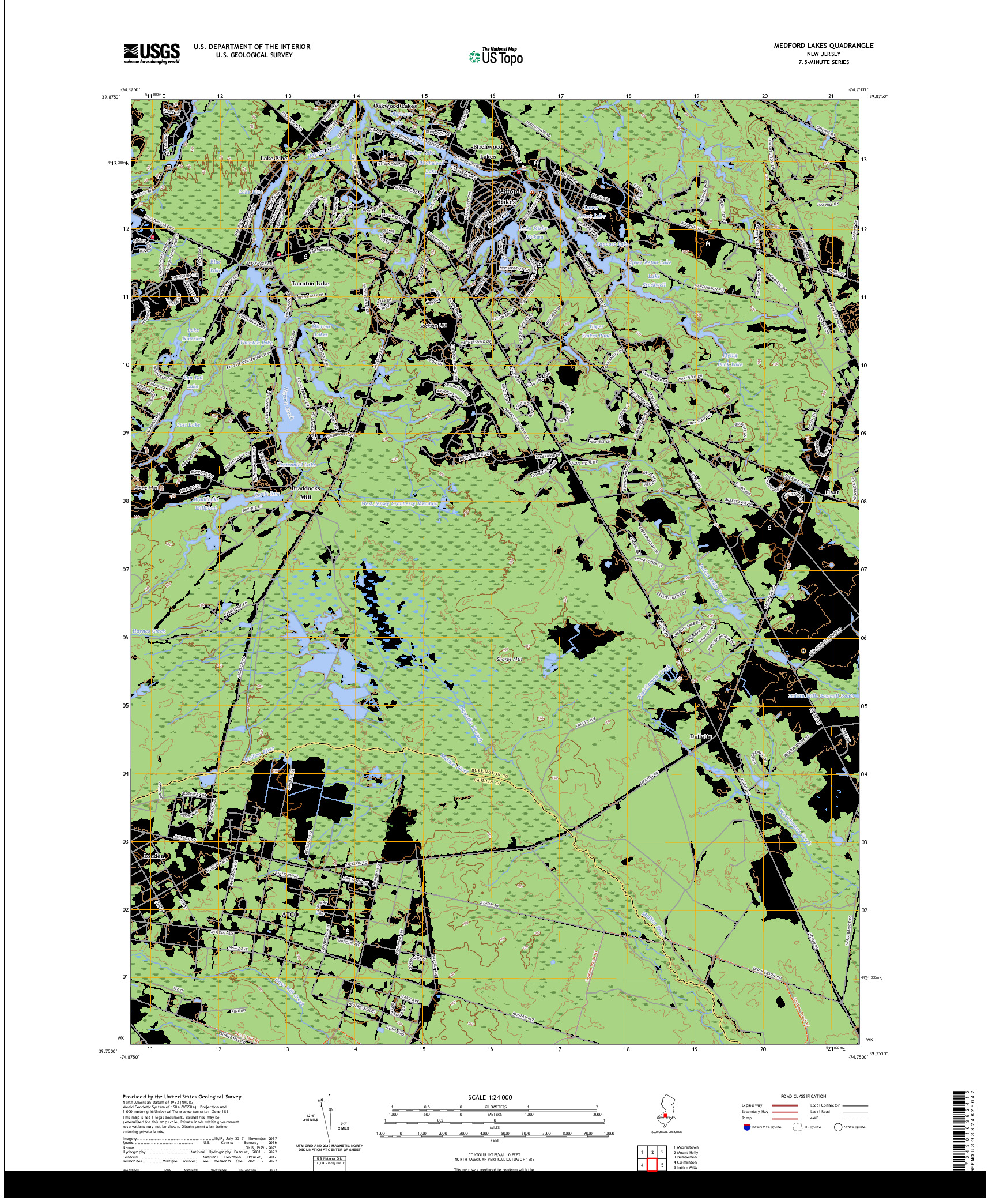 US TOPO 7.5-MINUTE MAP FOR MEDFORD LAKES, NJ