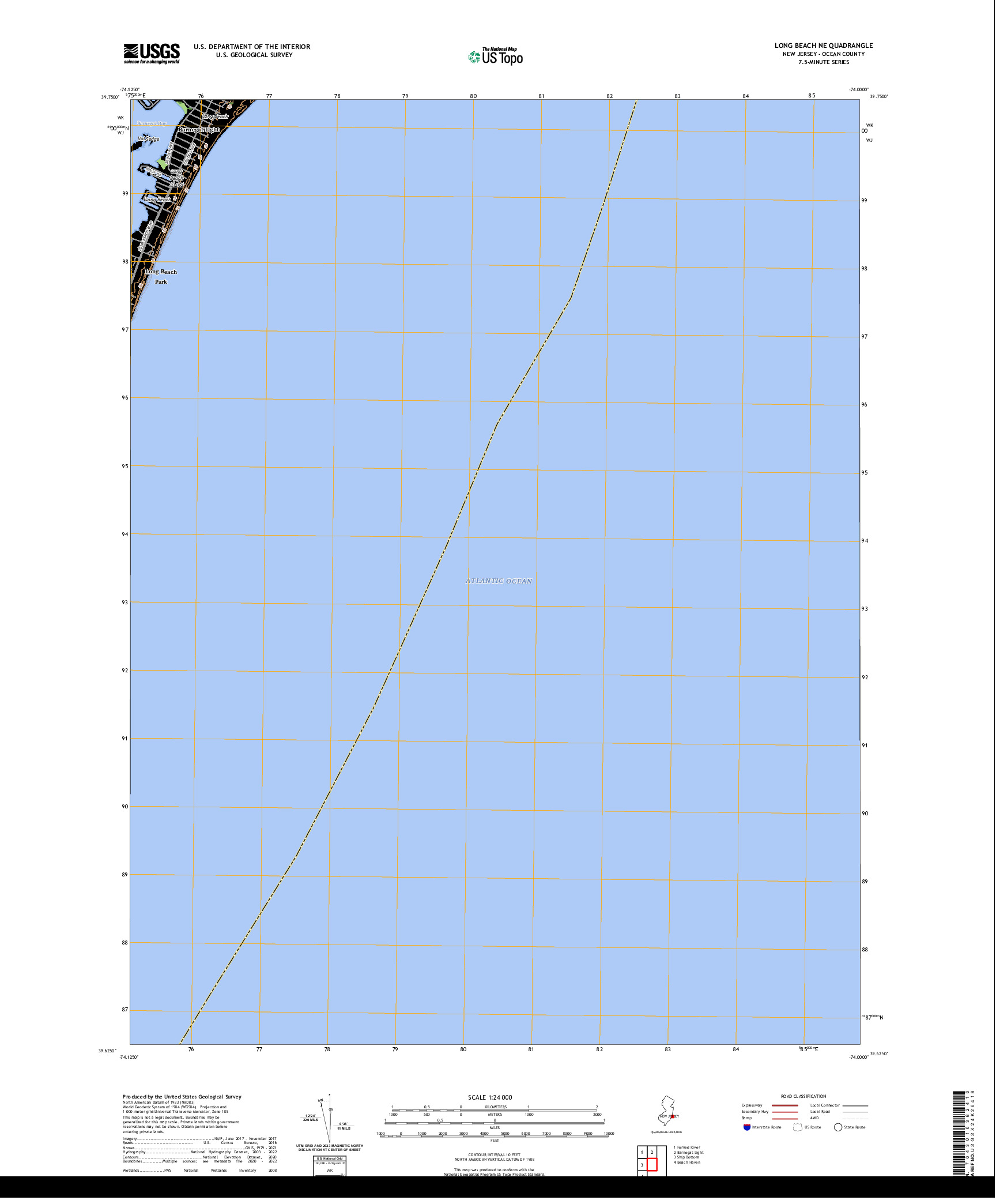 US TOPO 7.5-MINUTE MAP FOR LONG BEACH NE, NJ