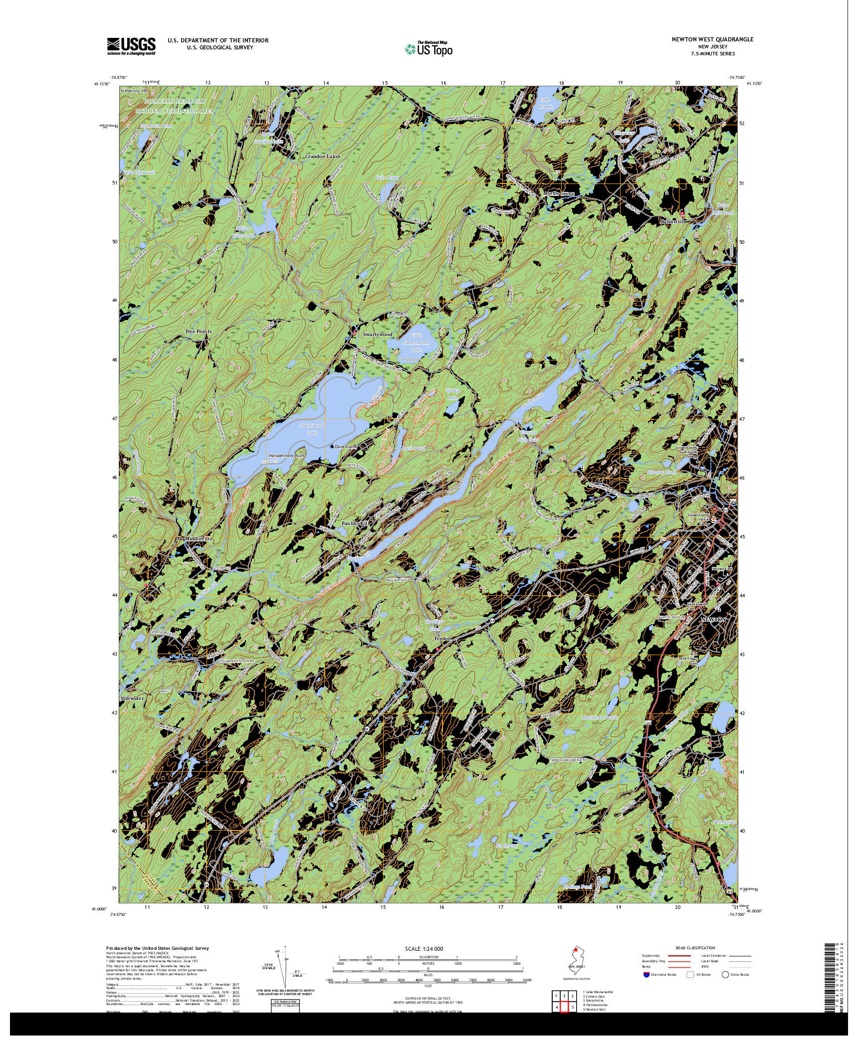 US TOPO 7.5-MINUTE MAP FOR NEWTON WEST, NJ