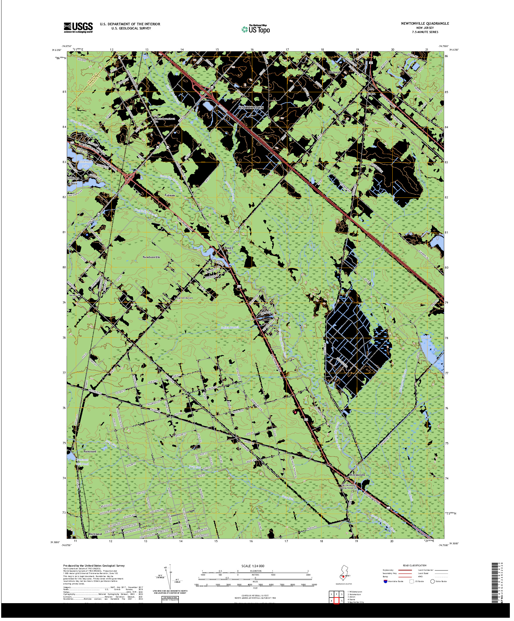 US TOPO 7.5-MINUTE MAP FOR NEWTONVILLE, NJ