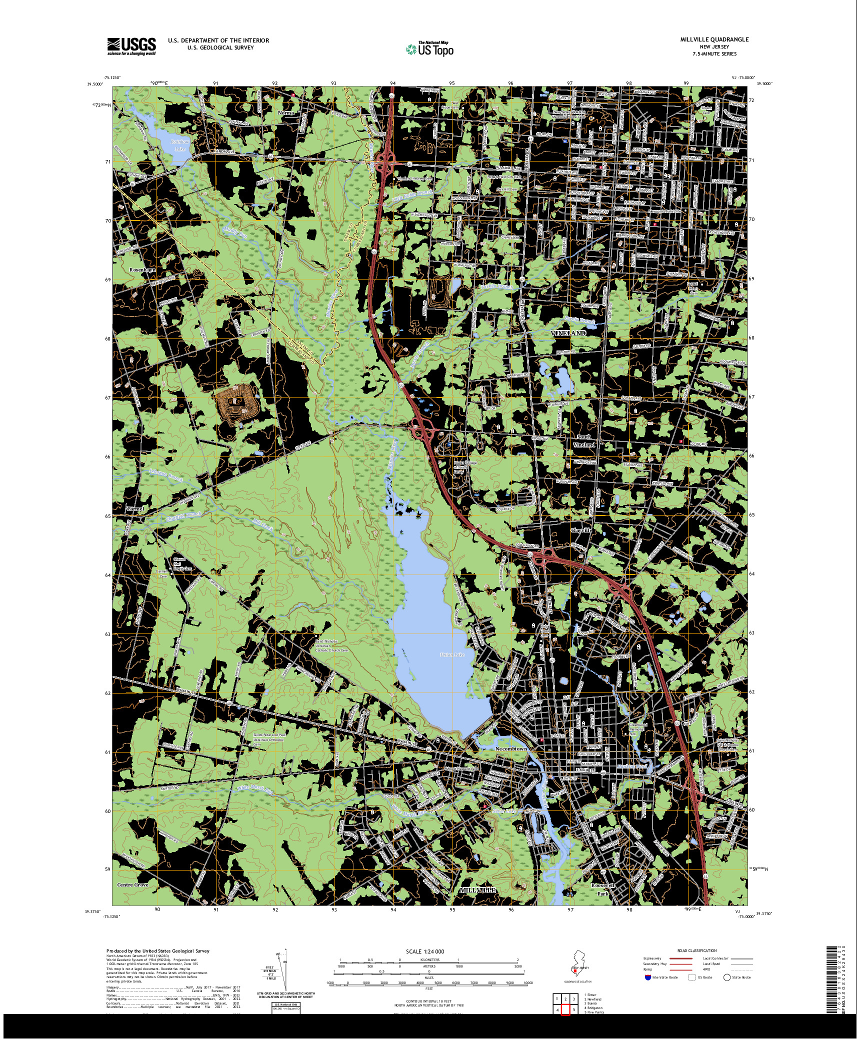 US TOPO 7.5-MINUTE MAP FOR MILLVILLE, NJ