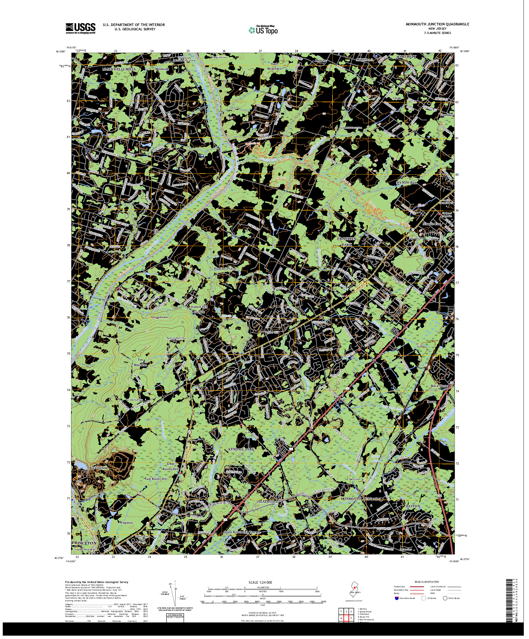 US TOPO 7.5-MINUTE MAP FOR MONMOUTH JUNCTION, NJ