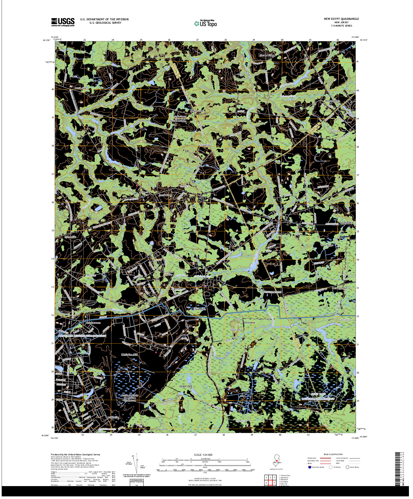 US TOPO 7.5-MINUTE MAP FOR NEW EGYPT, NJ