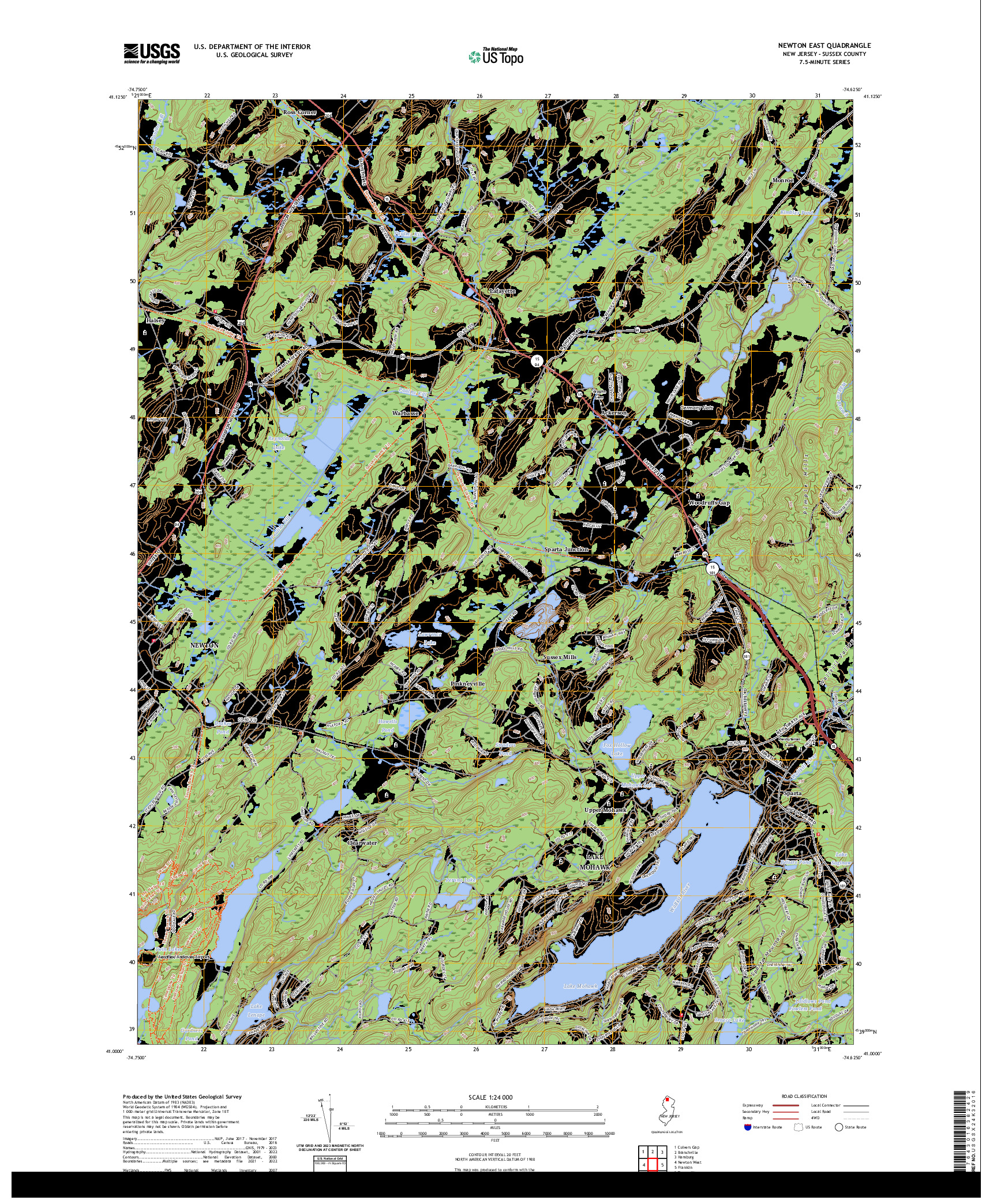 US TOPO 7.5-MINUTE MAP FOR NEWTON EAST, NJ