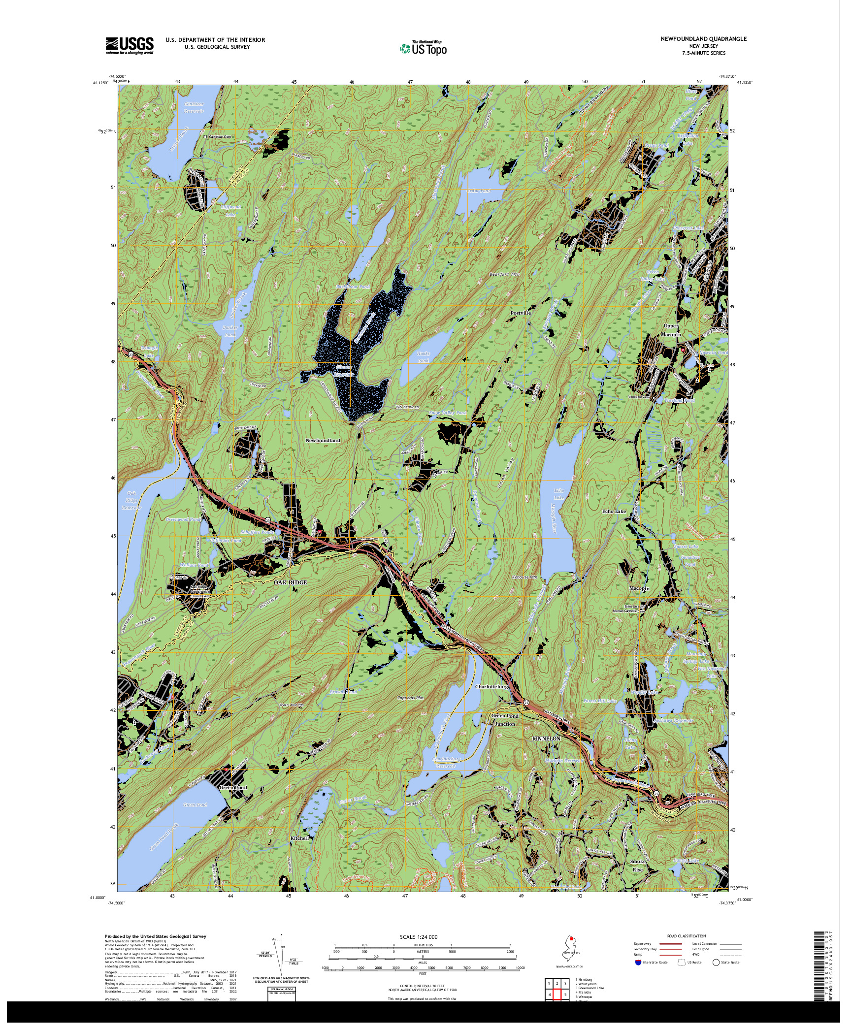 US TOPO 7.5-MINUTE MAP FOR NEWFOUNDLAND, NJ