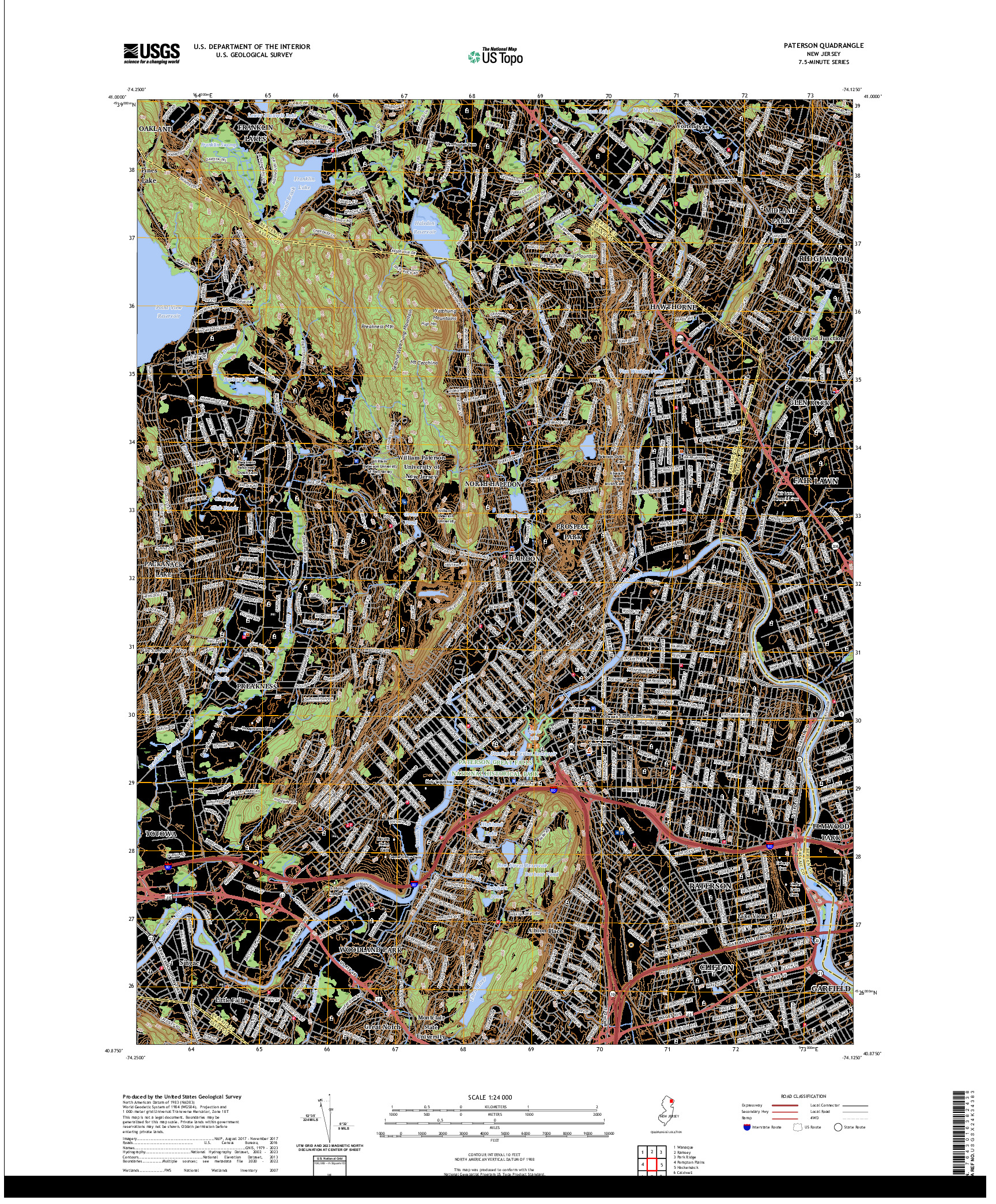 US TOPO 7.5-MINUTE MAP FOR PATERSON, NJ