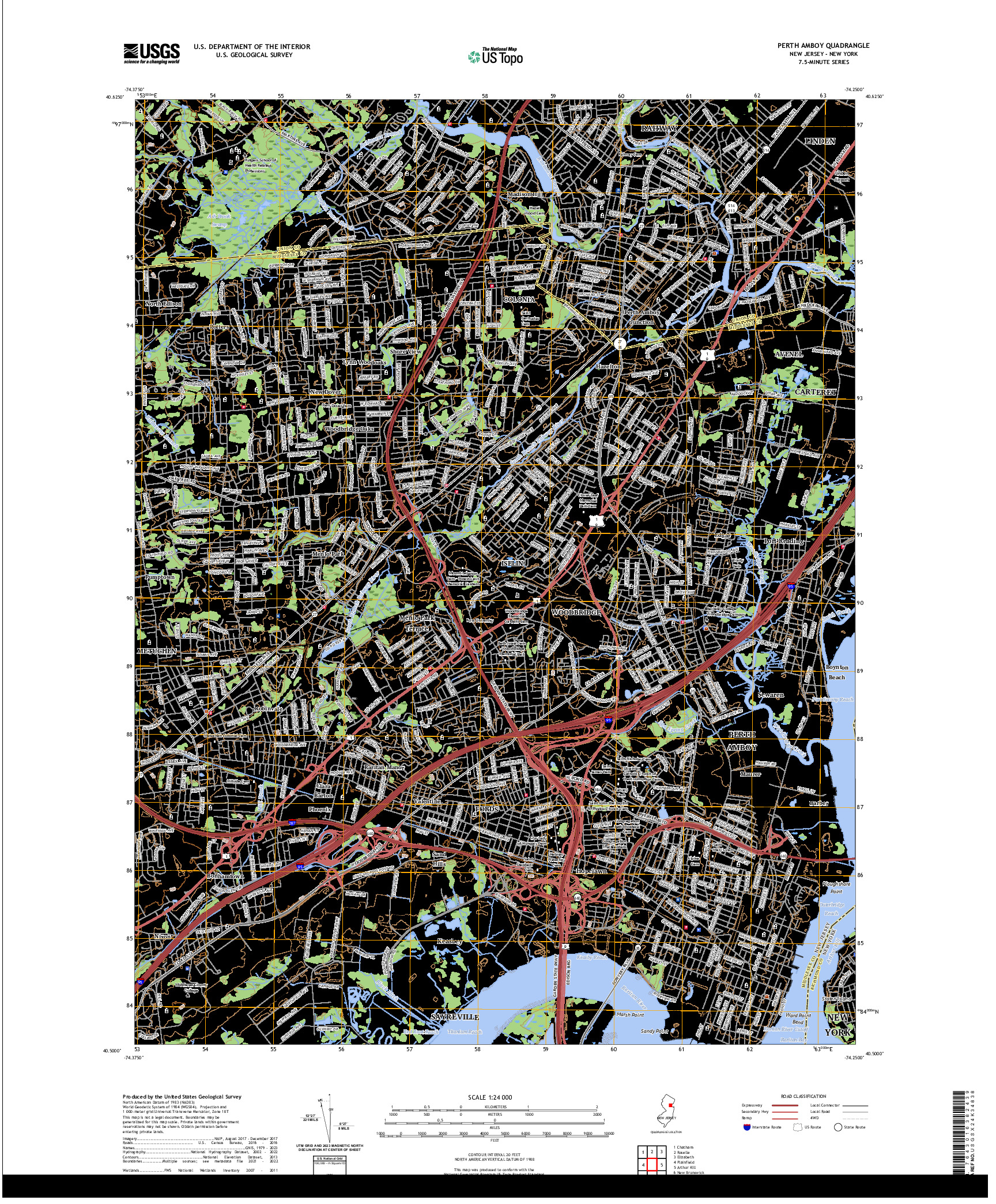 US TOPO 7.5-MINUTE MAP FOR PERTH AMBOY, NJ,NY