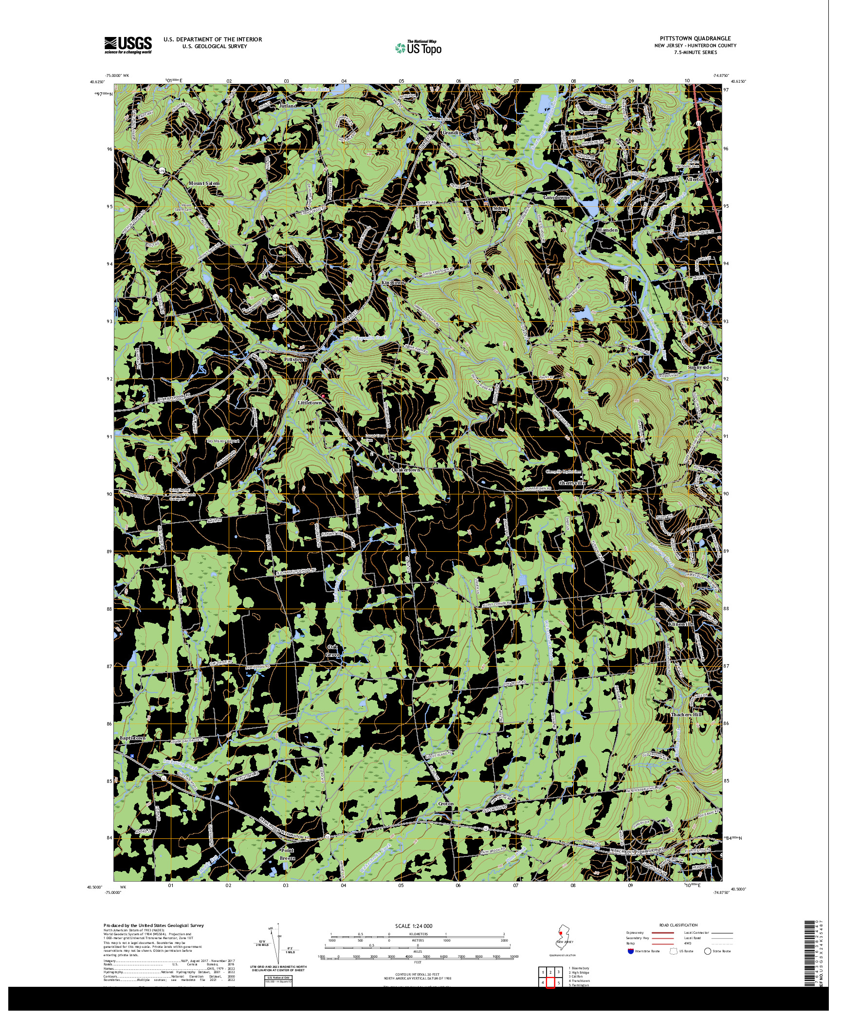 US TOPO 7.5-MINUTE MAP FOR PITTSTOWN, NJ