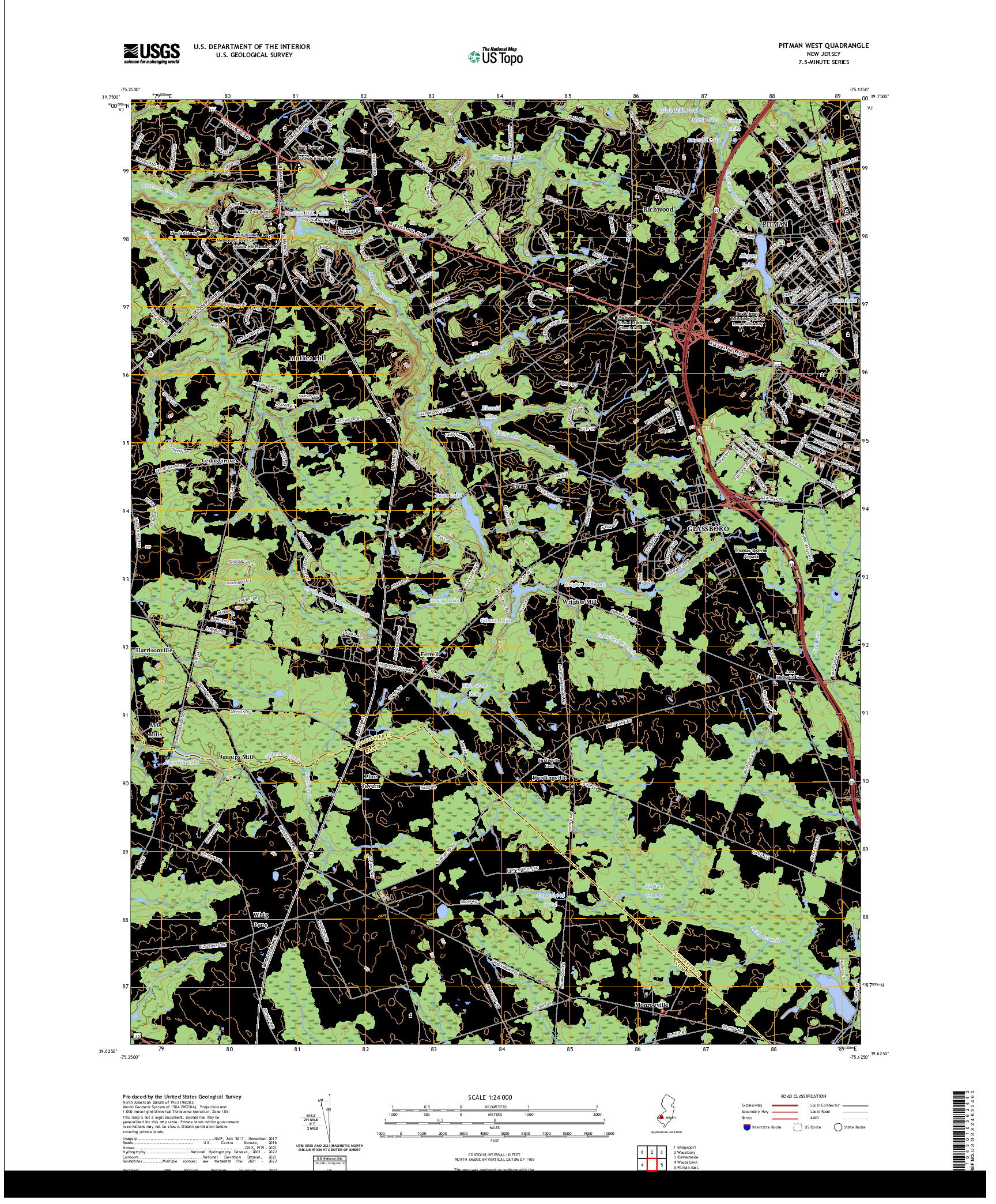 US TOPO 7.5-MINUTE MAP FOR PITMAN WEST, NJ