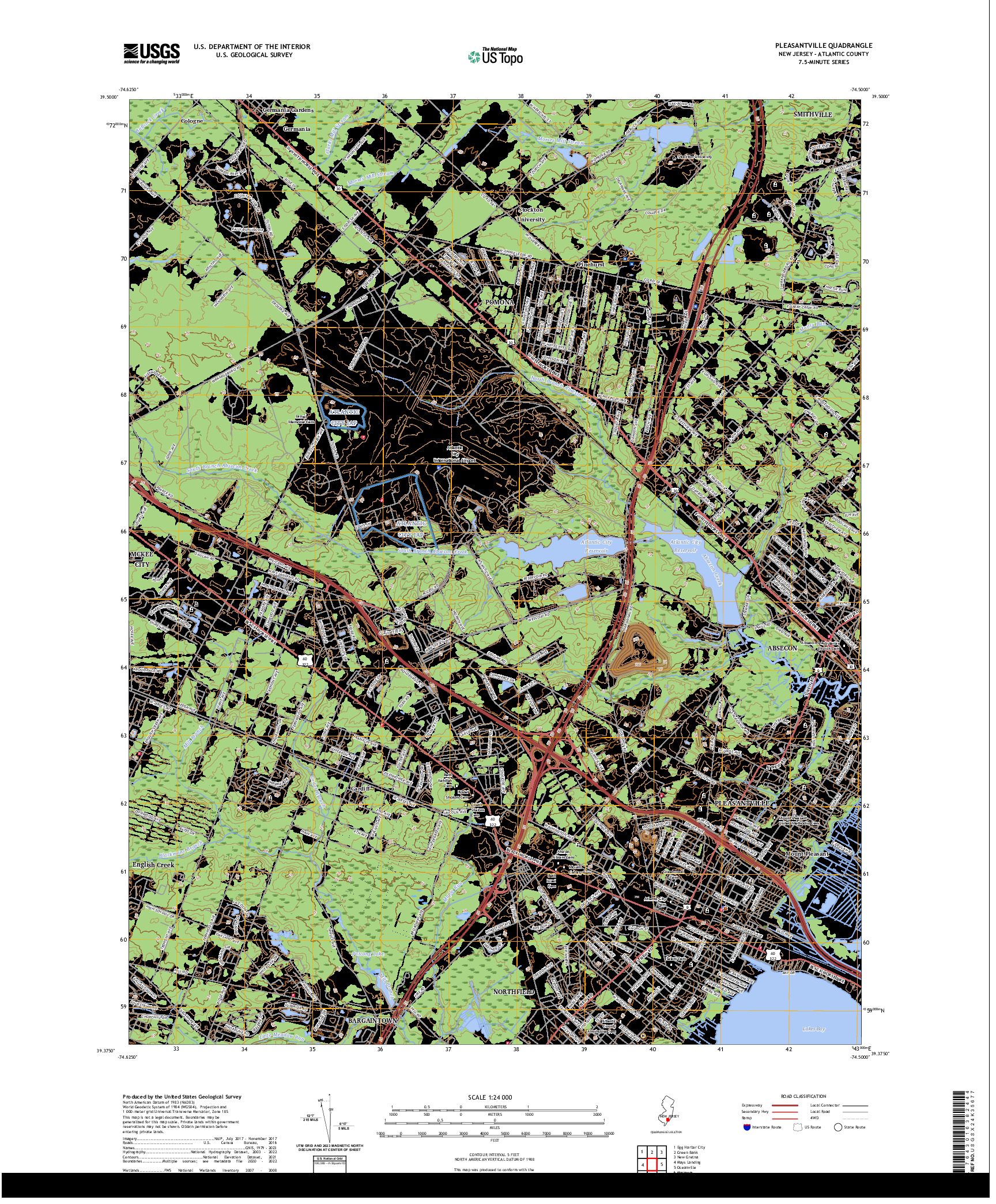 US TOPO 7.5-MINUTE MAP FOR PLEASANTVILLE, NJ