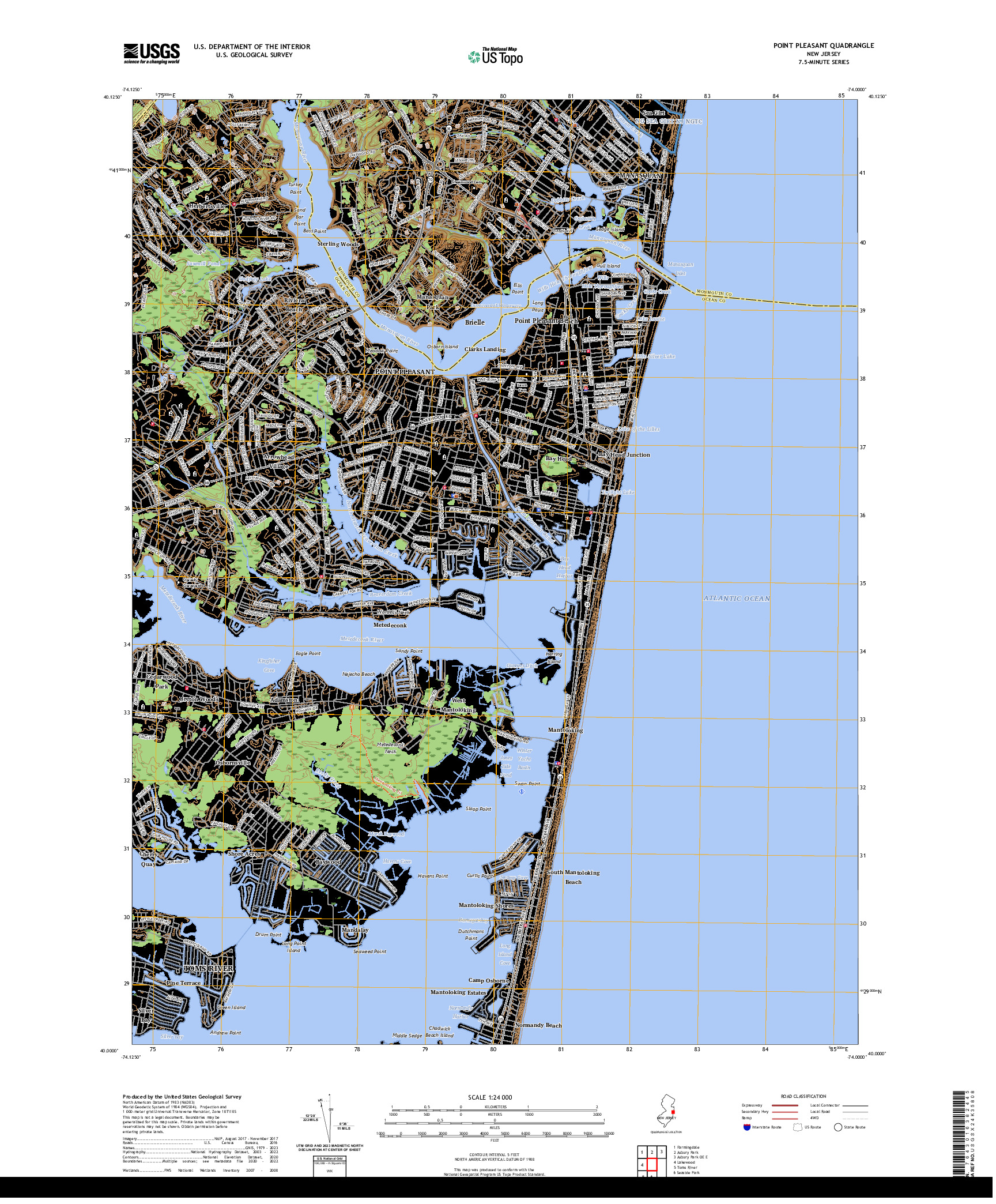 US TOPO 7.5-MINUTE MAP FOR POINT PLEASANT, NJ