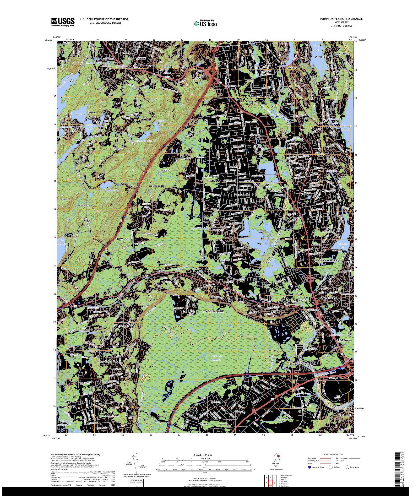 US TOPO 7.5-MINUTE MAP FOR POMPTON PLAINS, NJ