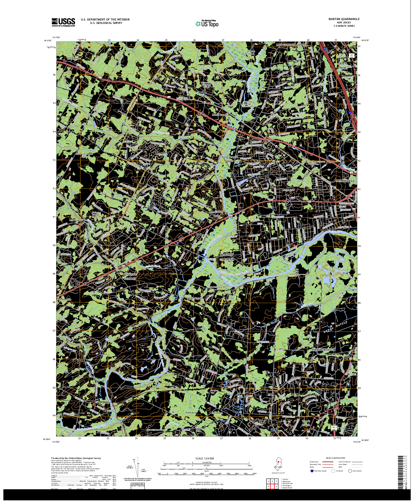 US TOPO 7.5-MINUTE MAP FOR RARITAN, NJ