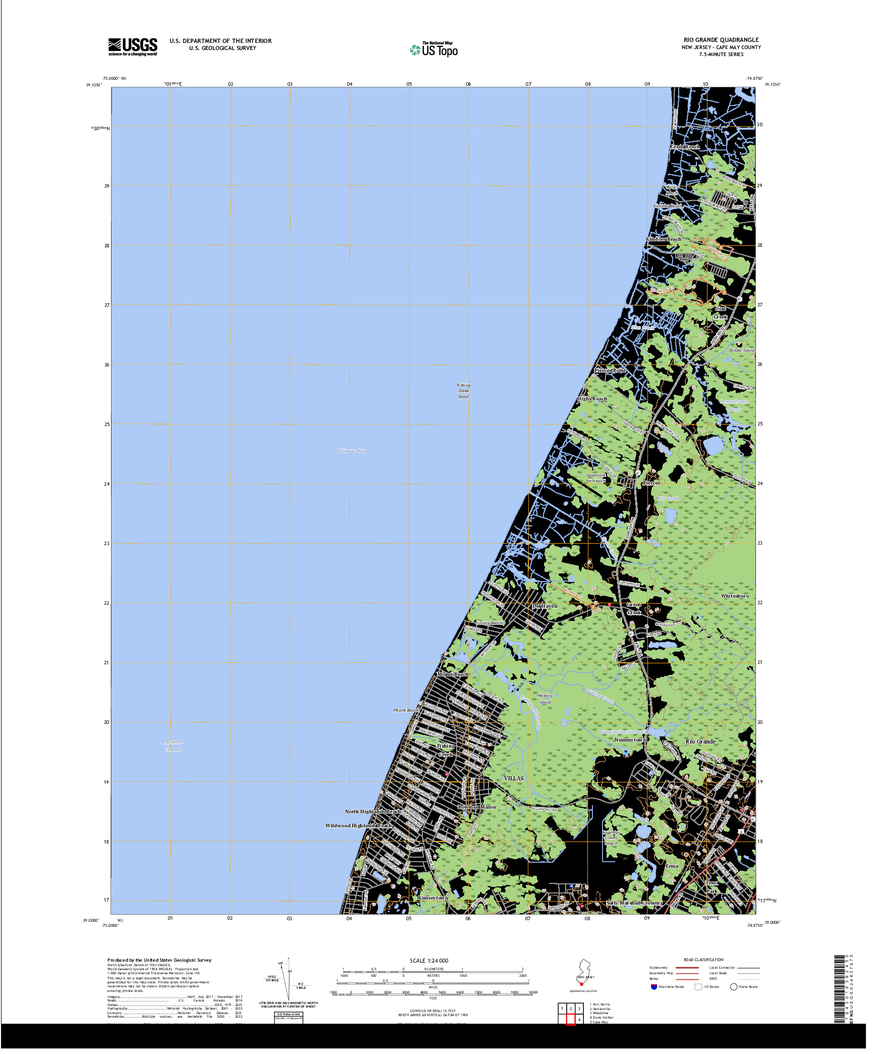 US TOPO 7.5-MINUTE MAP FOR RIO GRANDE, NJ