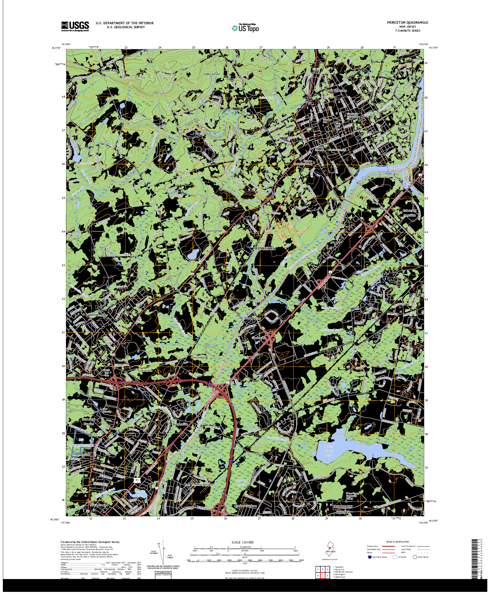 US TOPO 7.5-MINUTE MAP FOR PRINCETON, NJ