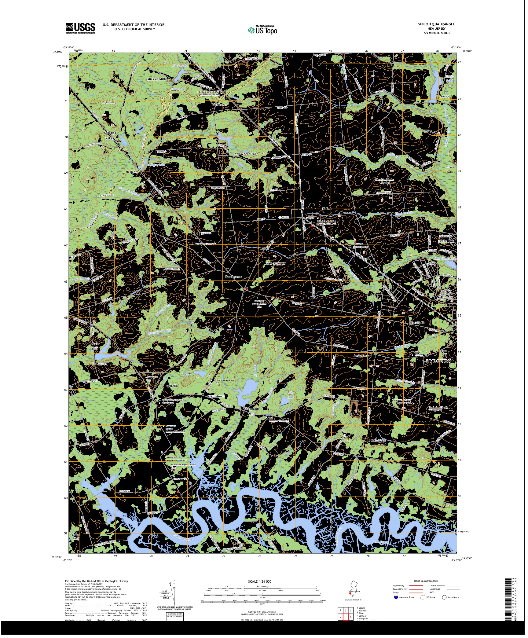 US TOPO 7.5-MINUTE MAP FOR SHILOH, NJ