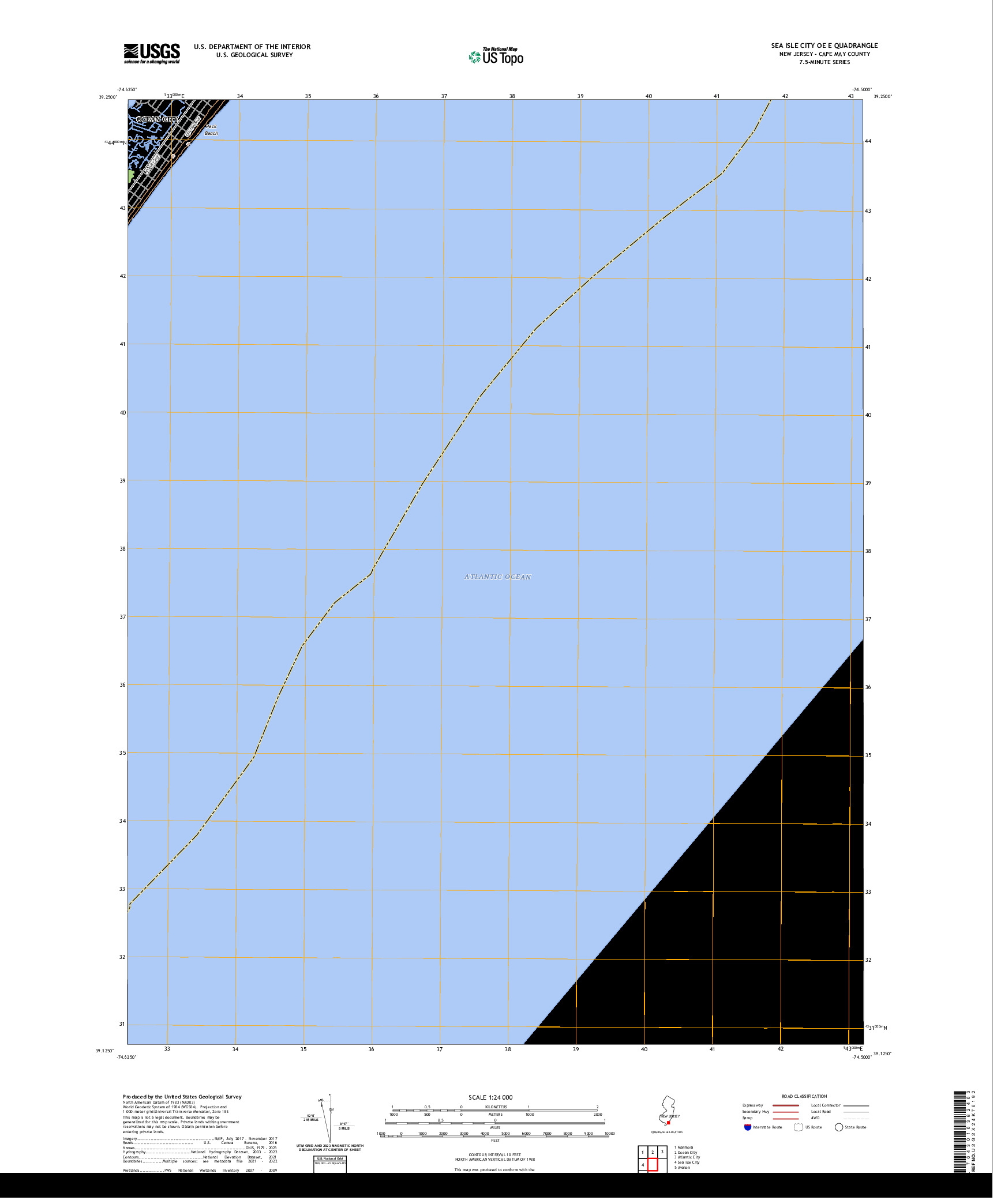 US TOPO 7.5-MINUTE MAP FOR SEA ISLE CITY OE E, NJ