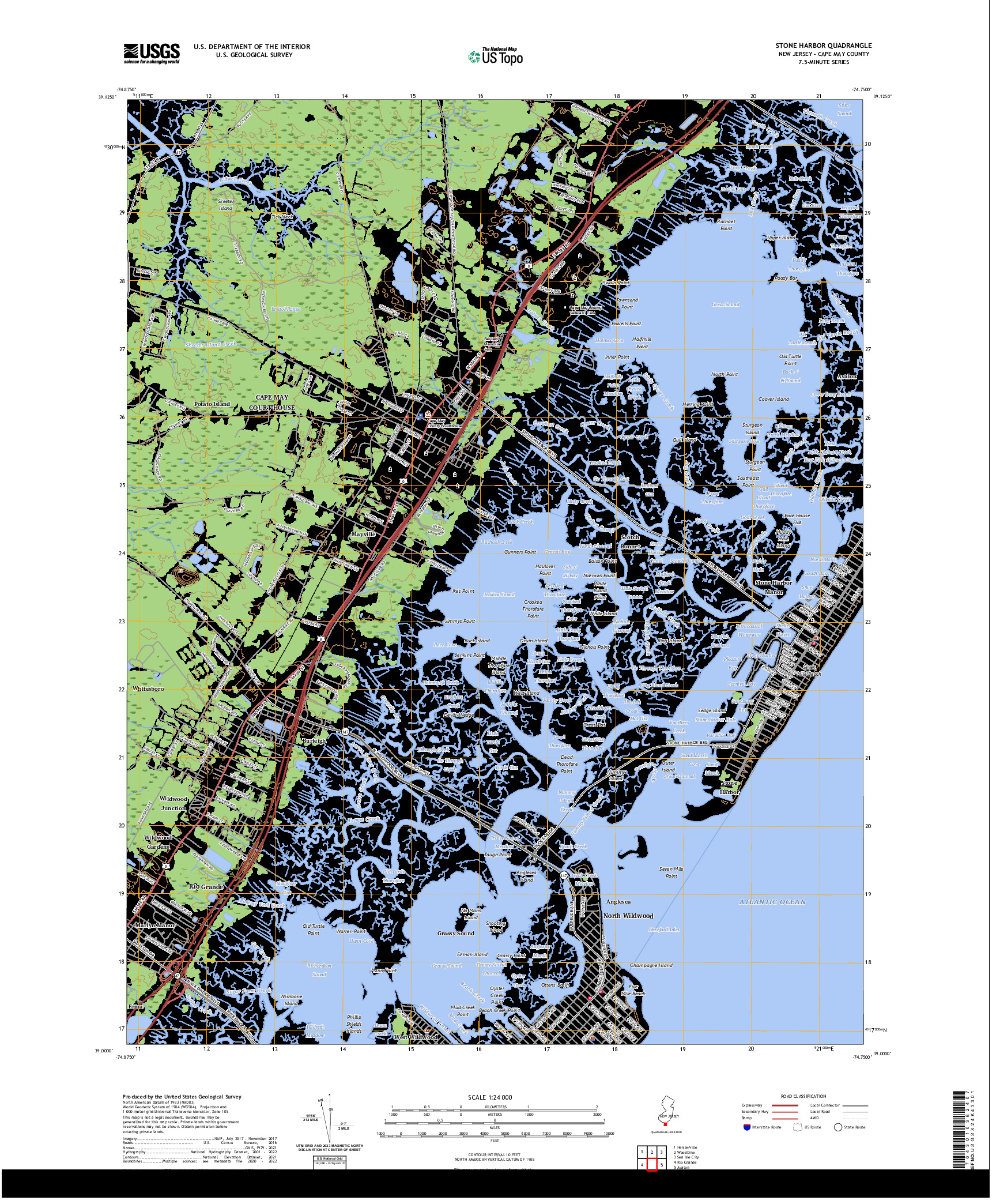 US TOPO 7.5-MINUTE MAP FOR STONE HARBOR, NJ