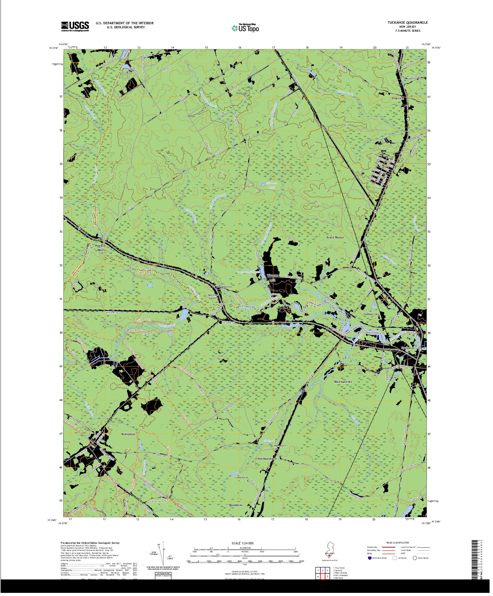 US TOPO 7.5-MINUTE MAP FOR TUCKAHOE, NJ