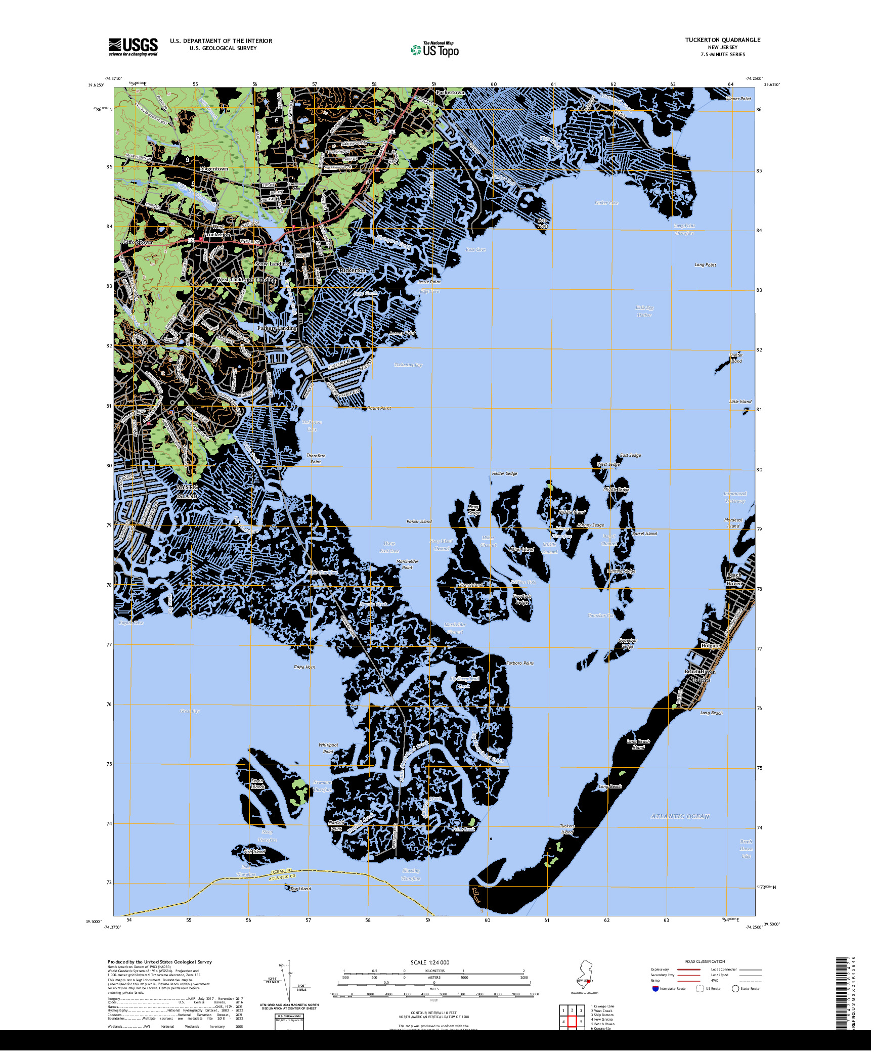 US TOPO 7.5-MINUTE MAP FOR TUCKERTON, NJ