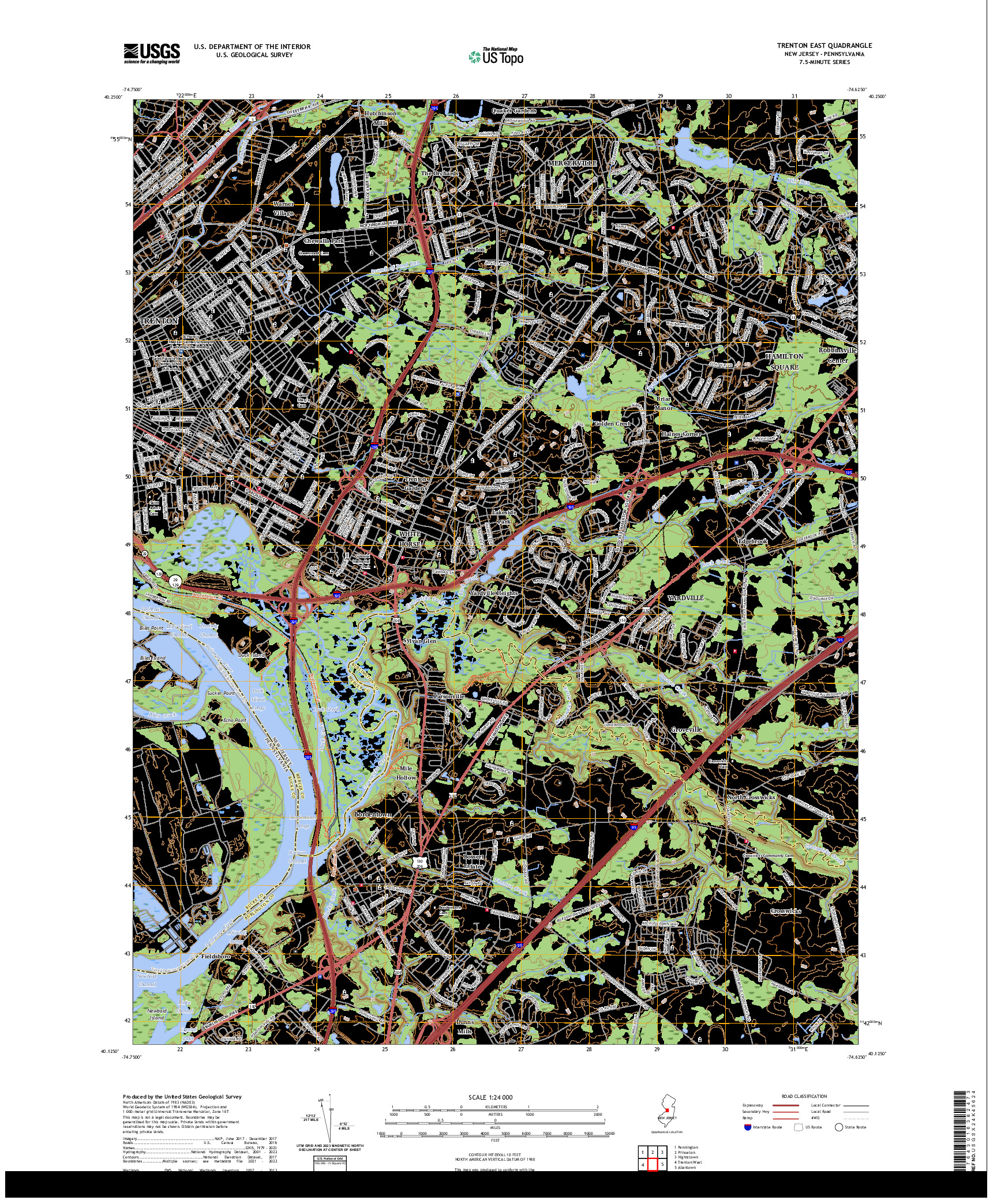 US TOPO 7.5-MINUTE MAP FOR TRENTON EAST, NJ,PA