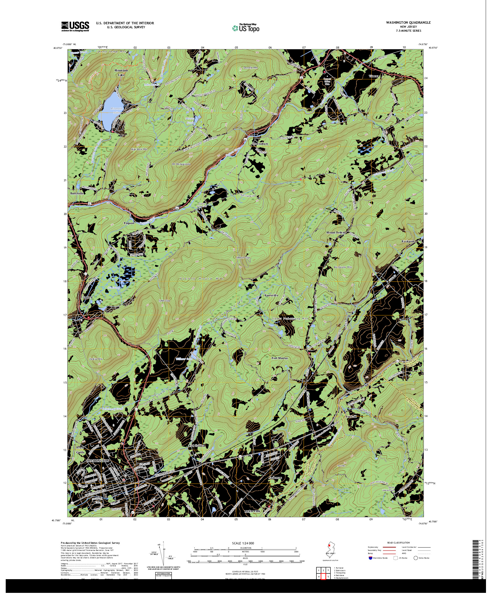 US TOPO 7.5-MINUTE MAP FOR WASHINGTON, NJ