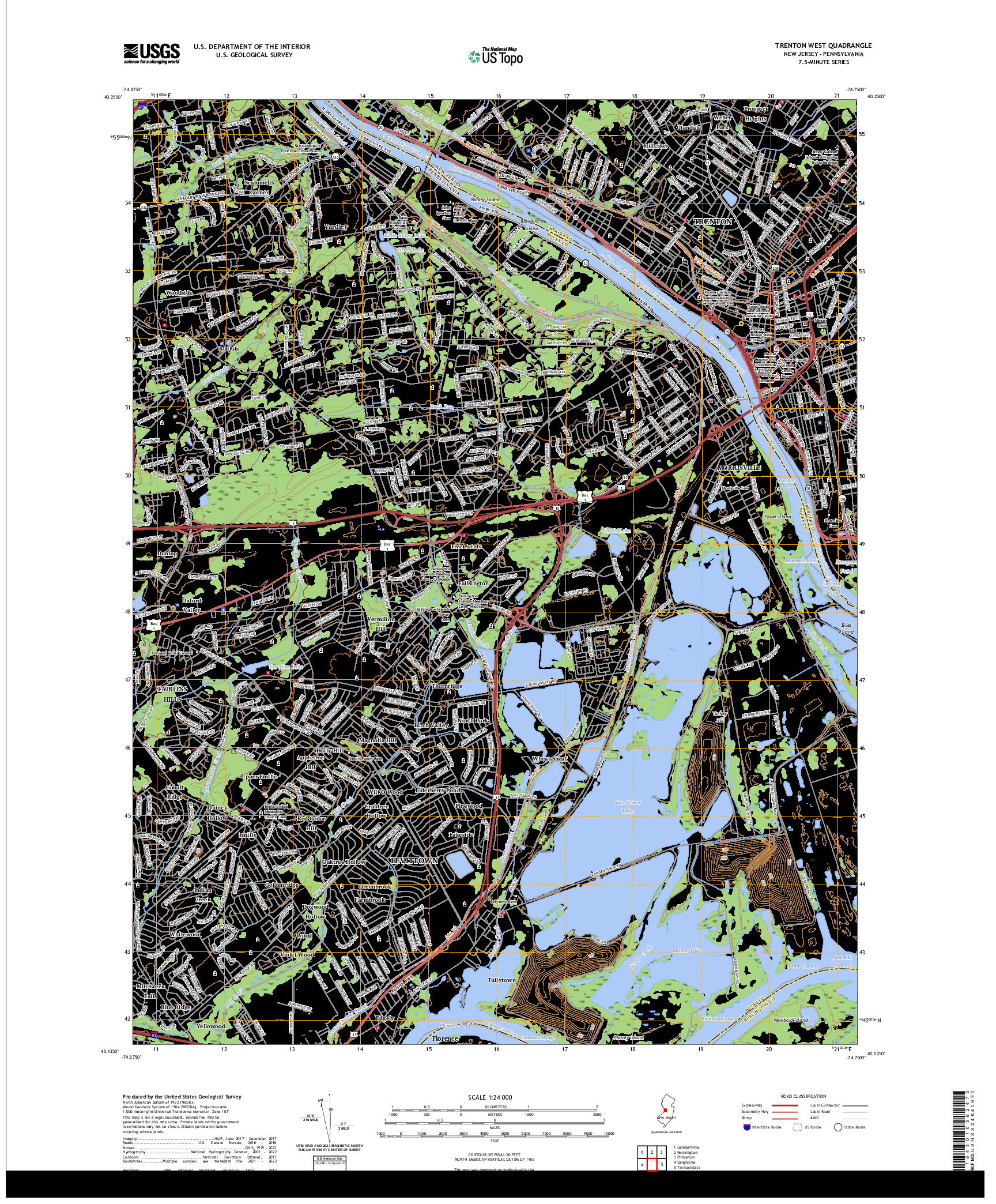 US TOPO 7.5-MINUTE MAP FOR TRENTON WEST, NJ,PA