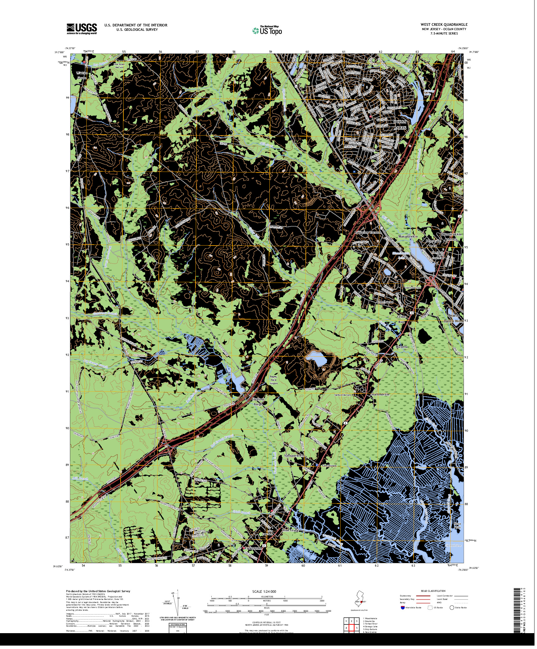 US TOPO 7.5-MINUTE MAP FOR WEST CREEK, NJ