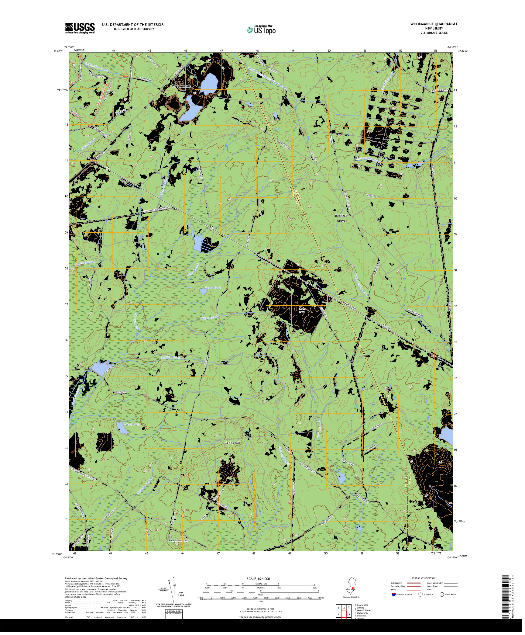 US TOPO 7.5-MINUTE MAP FOR WOODMANSIE, NJ