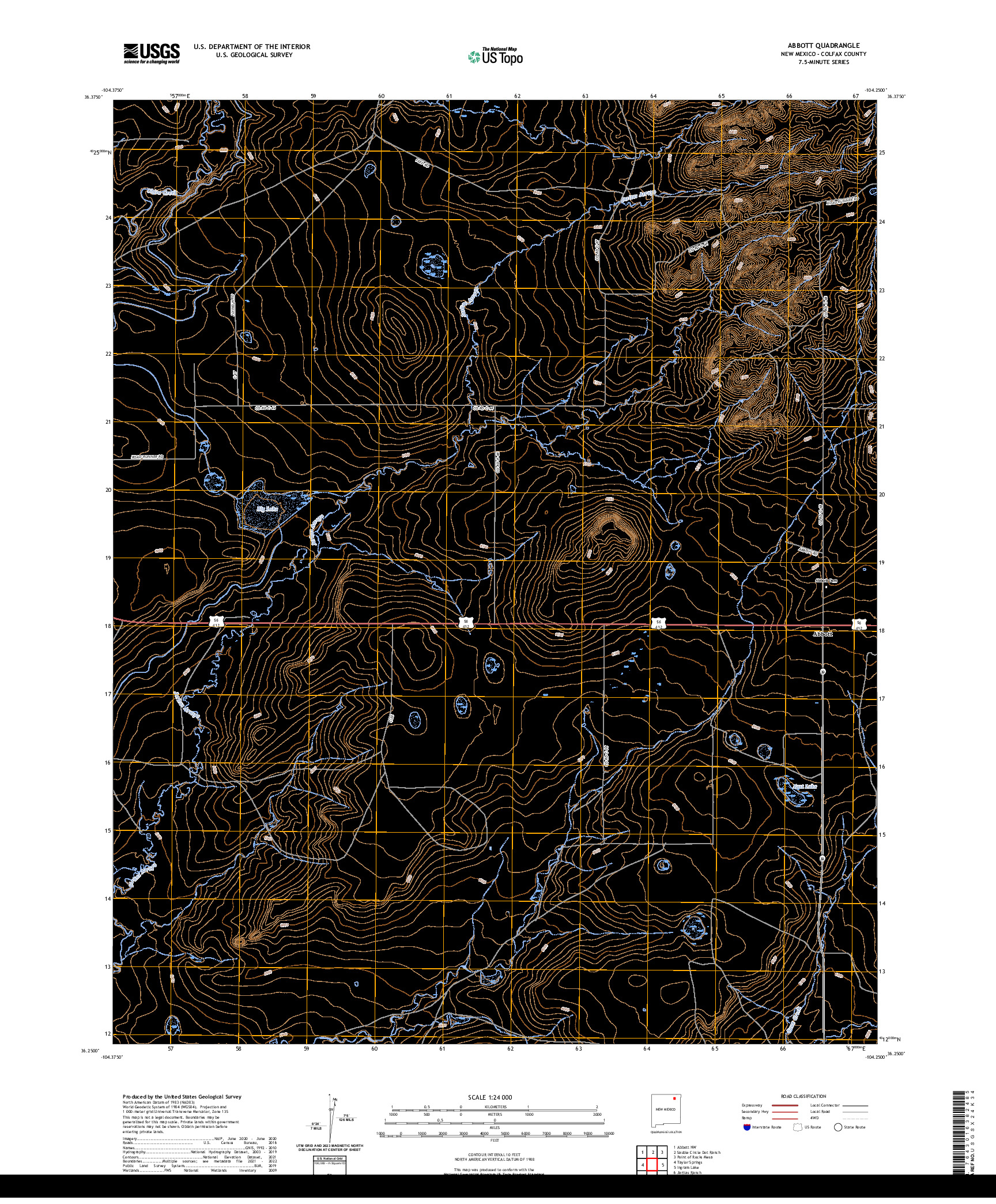 US TOPO 7.5-MINUTE MAP FOR ABBOTT, NM