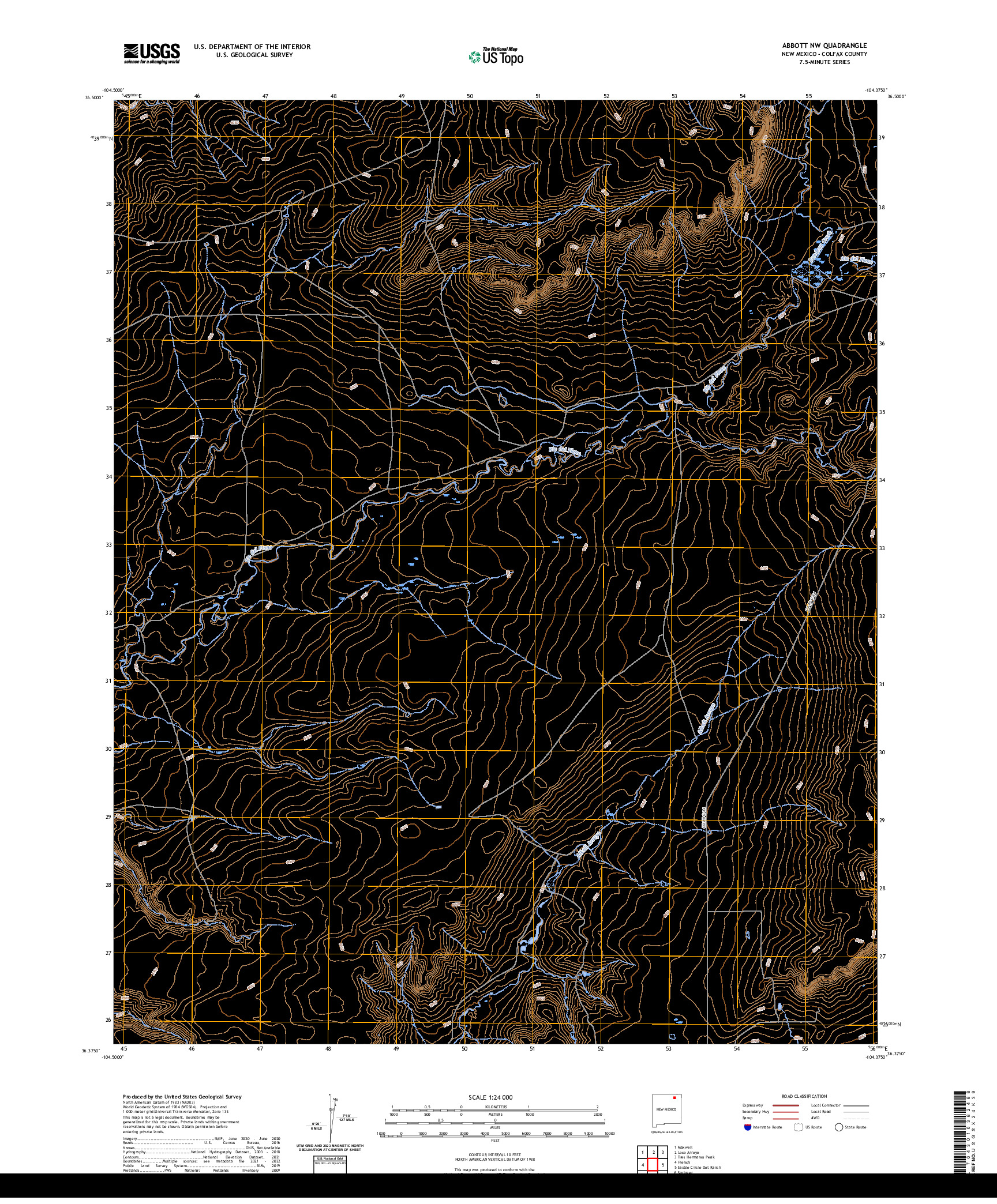 US TOPO 7.5-MINUTE MAP FOR ABBOTT NW, NM