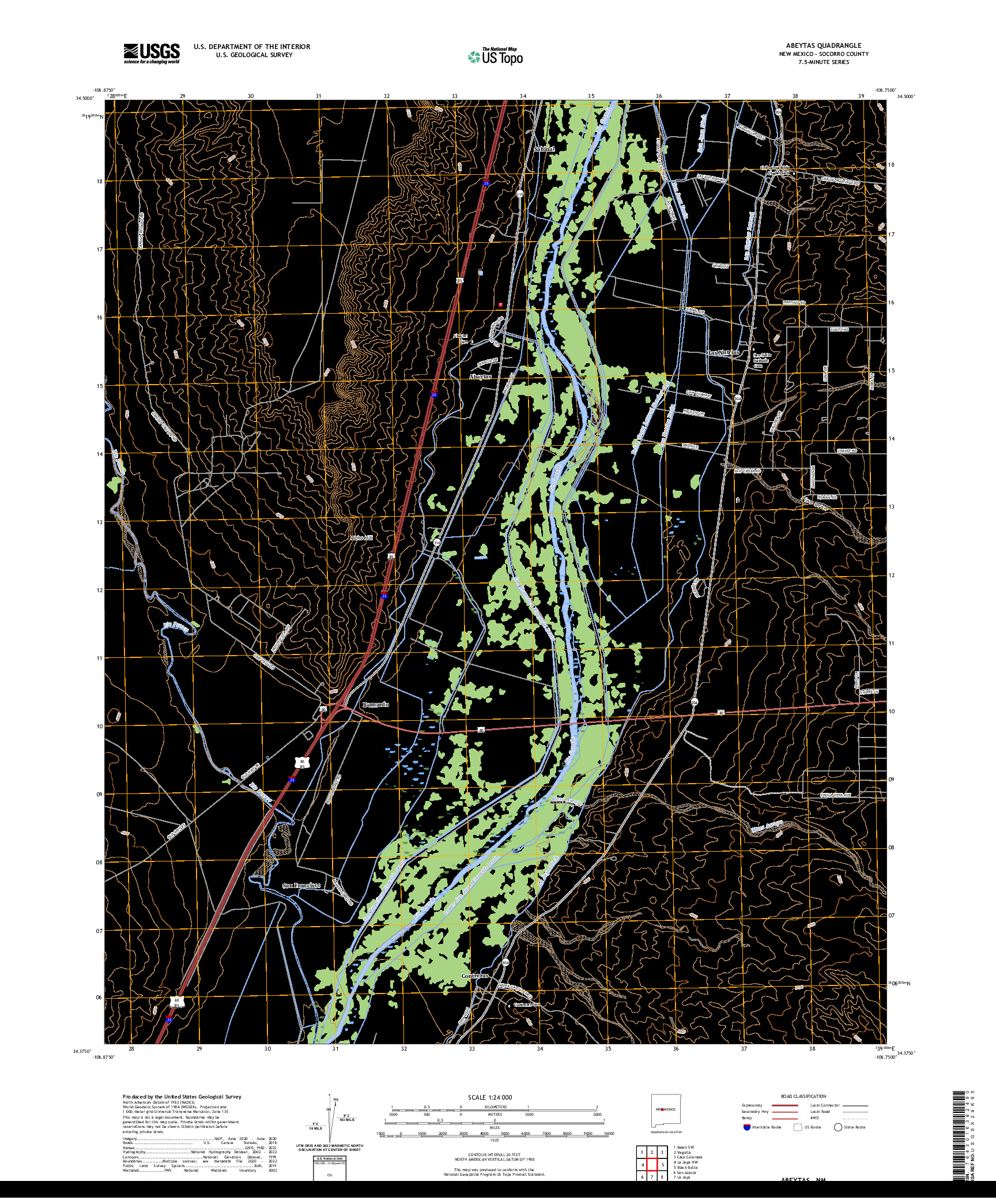 US TOPO 7.5-MINUTE MAP FOR ABEYTAS, NM