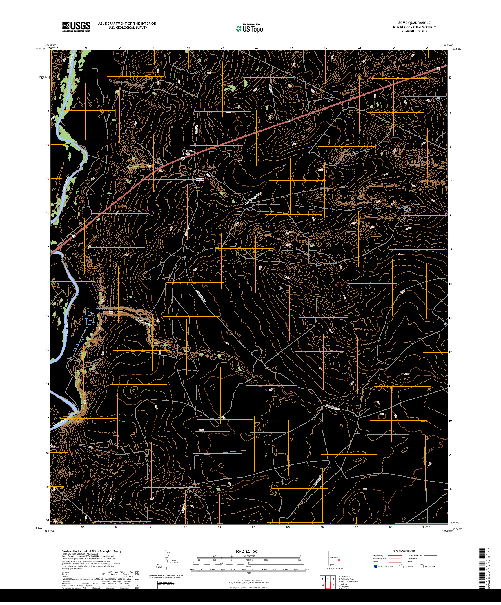 US TOPO 7.5-MINUTE MAP FOR ACME, NM