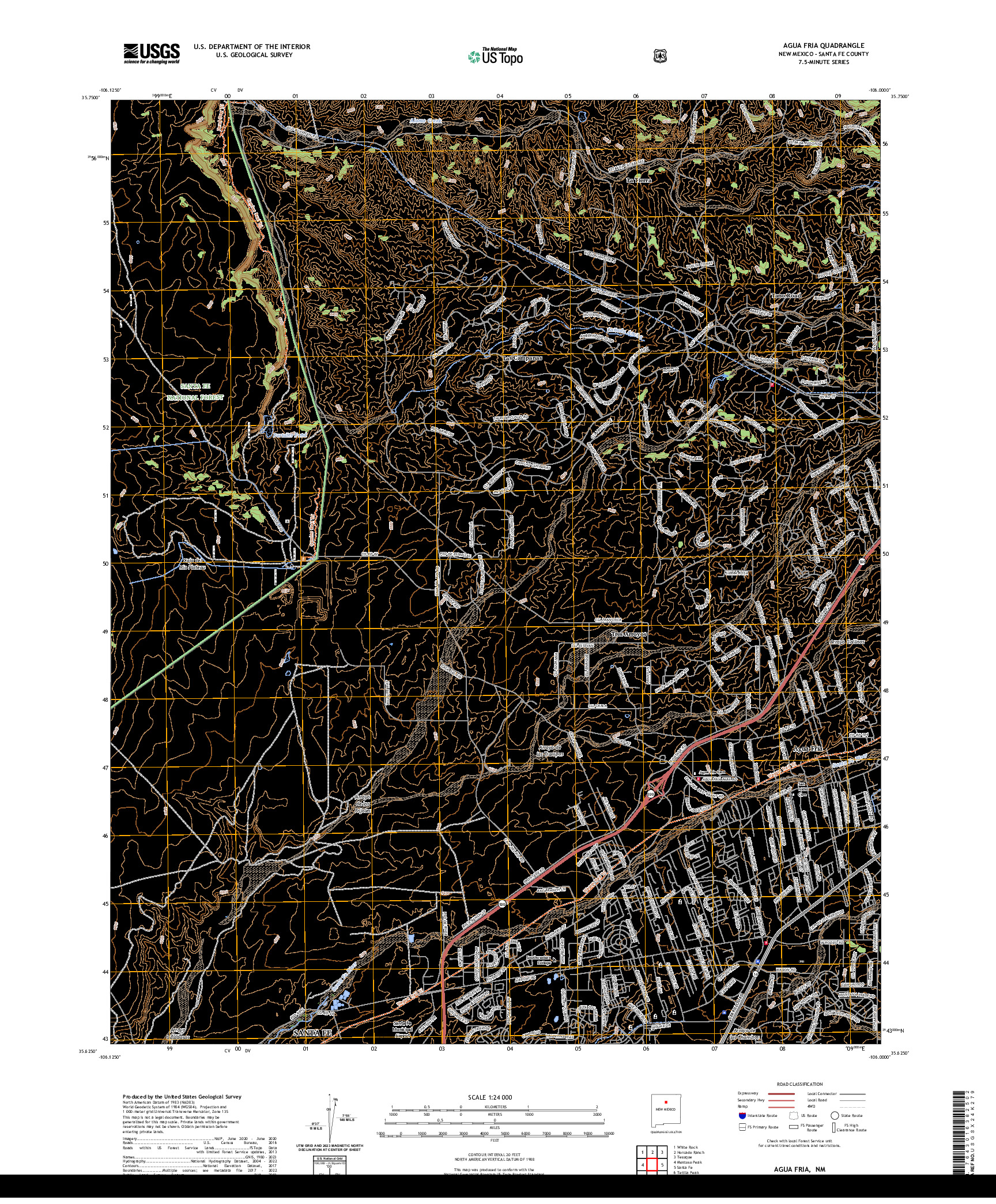 US TOPO 7.5-MINUTE MAP FOR AGUA FRIA, NM