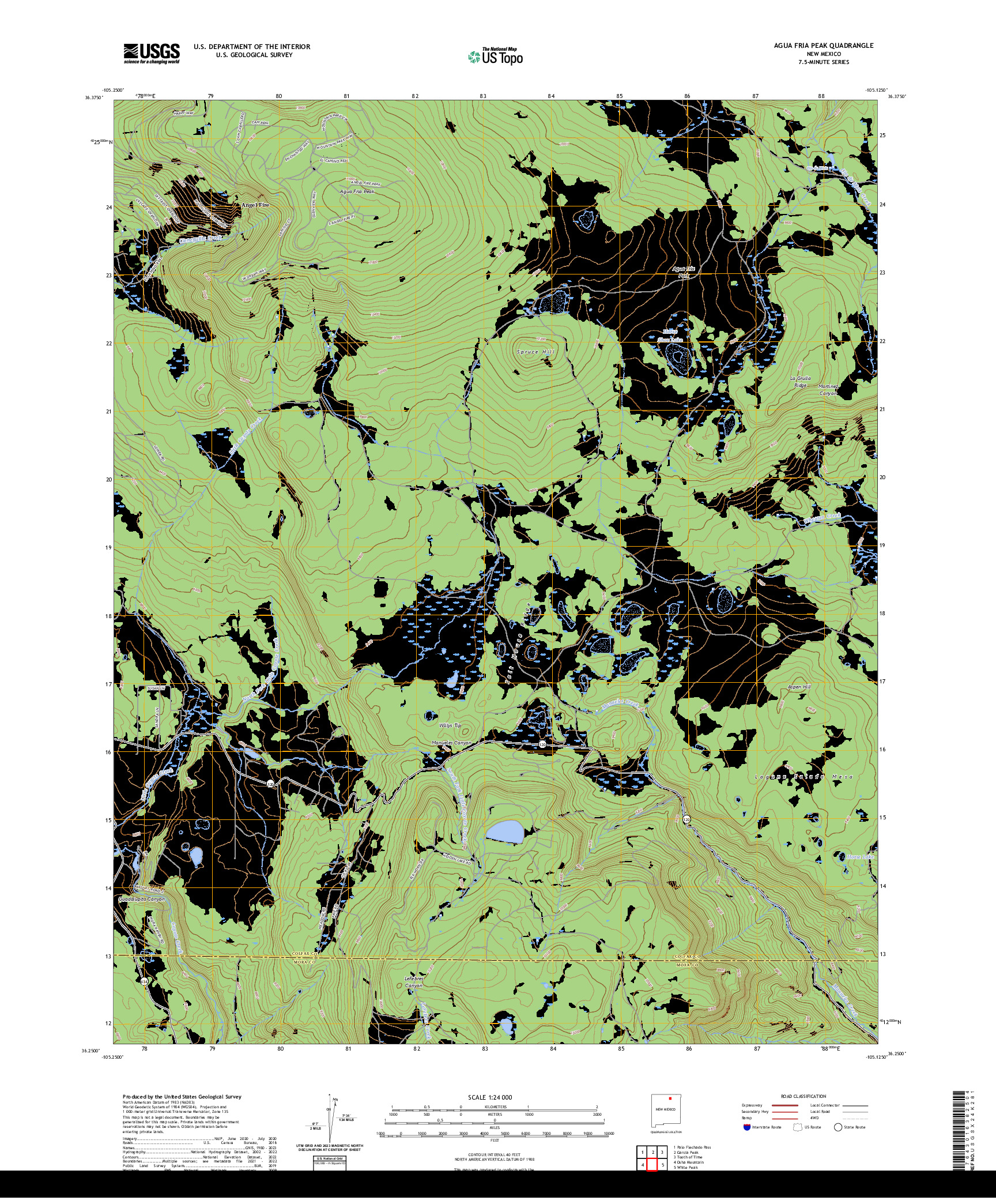 US TOPO 7.5-MINUTE MAP FOR AGUA FRIA PEAK, NM