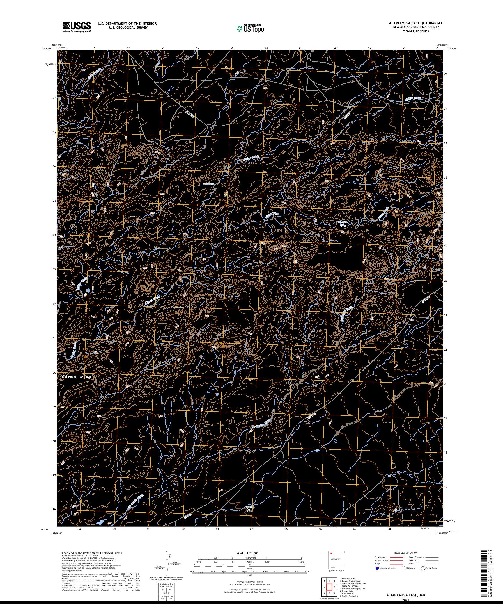 US TOPO 7.5-MINUTE MAP FOR ALAMO MESA EAST, NM