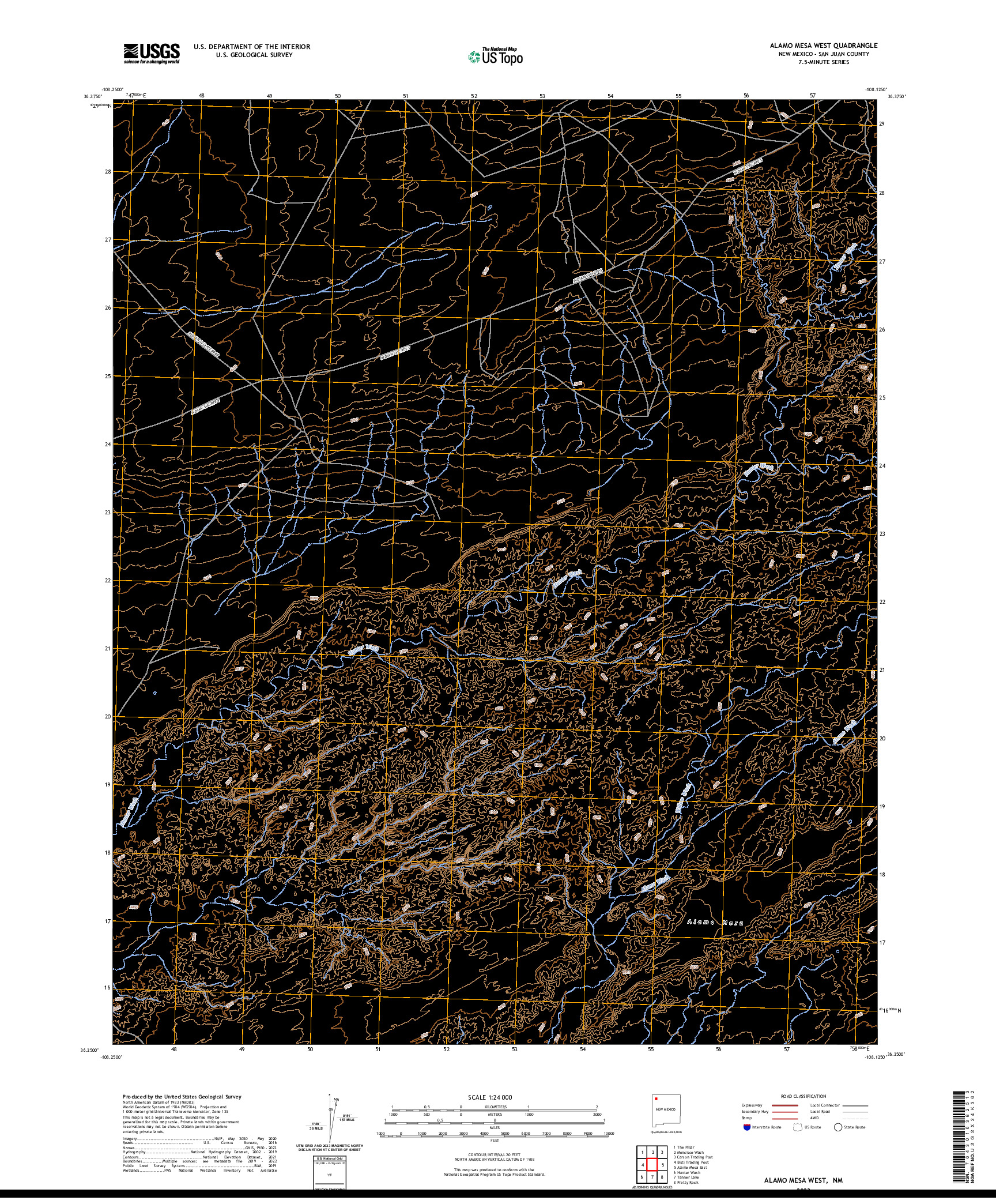 US TOPO 7.5-MINUTE MAP FOR ALAMO MESA WEST, NM