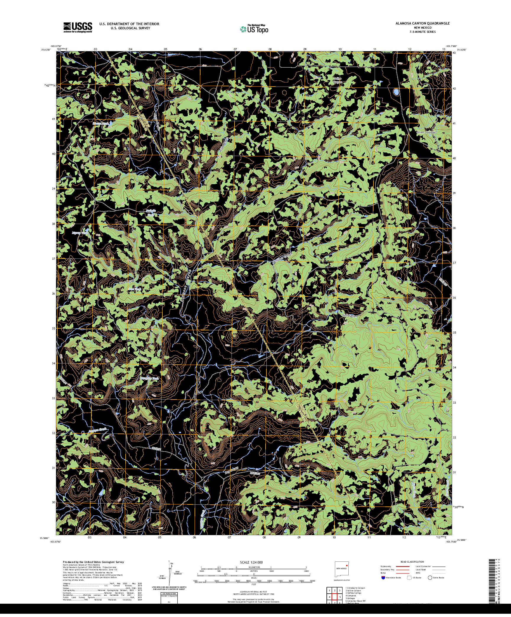 US TOPO 7.5-MINUTE MAP FOR ALAMOSA CANYON, NM