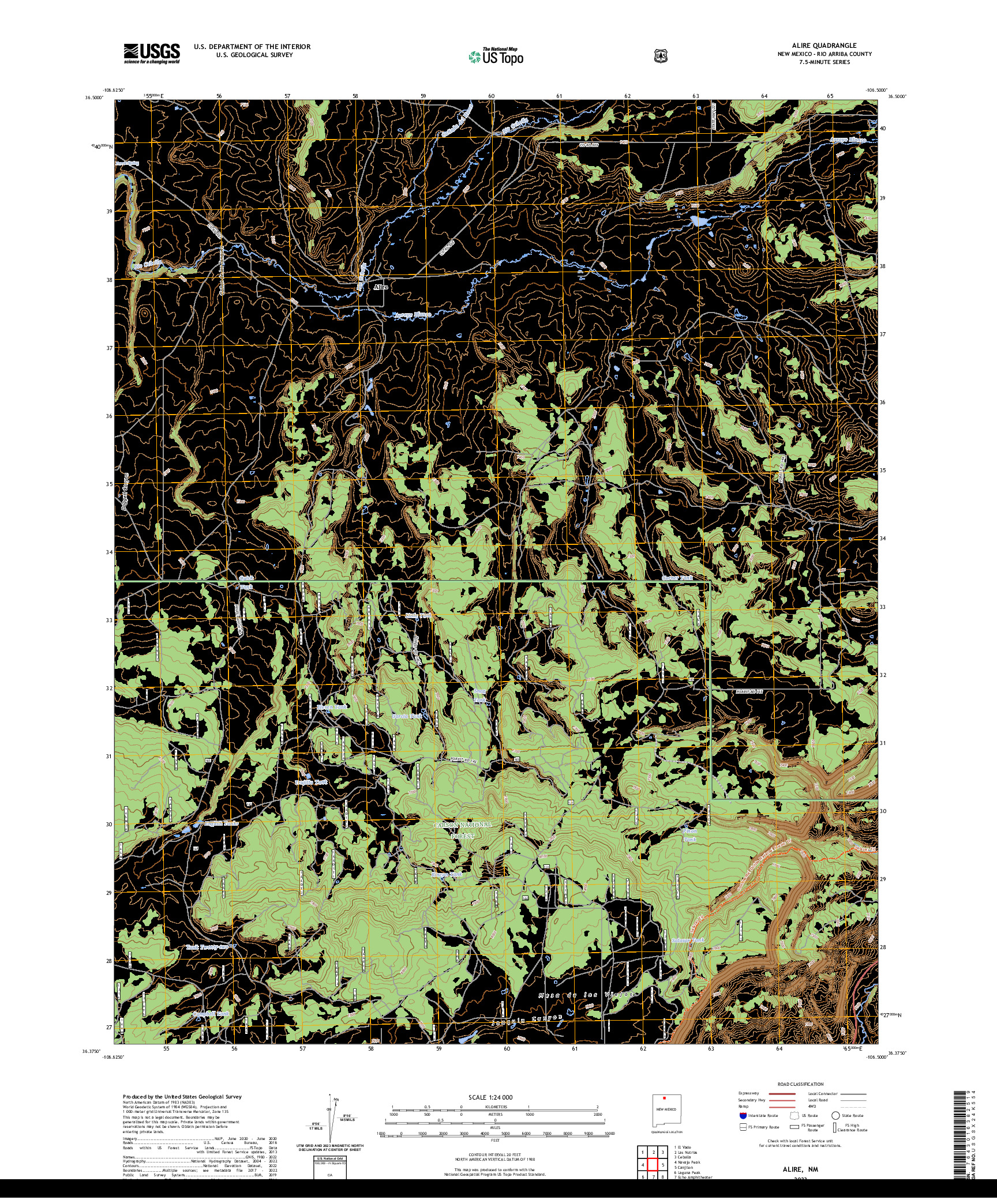 US TOPO 7.5-MINUTE MAP FOR ALIRE, NM