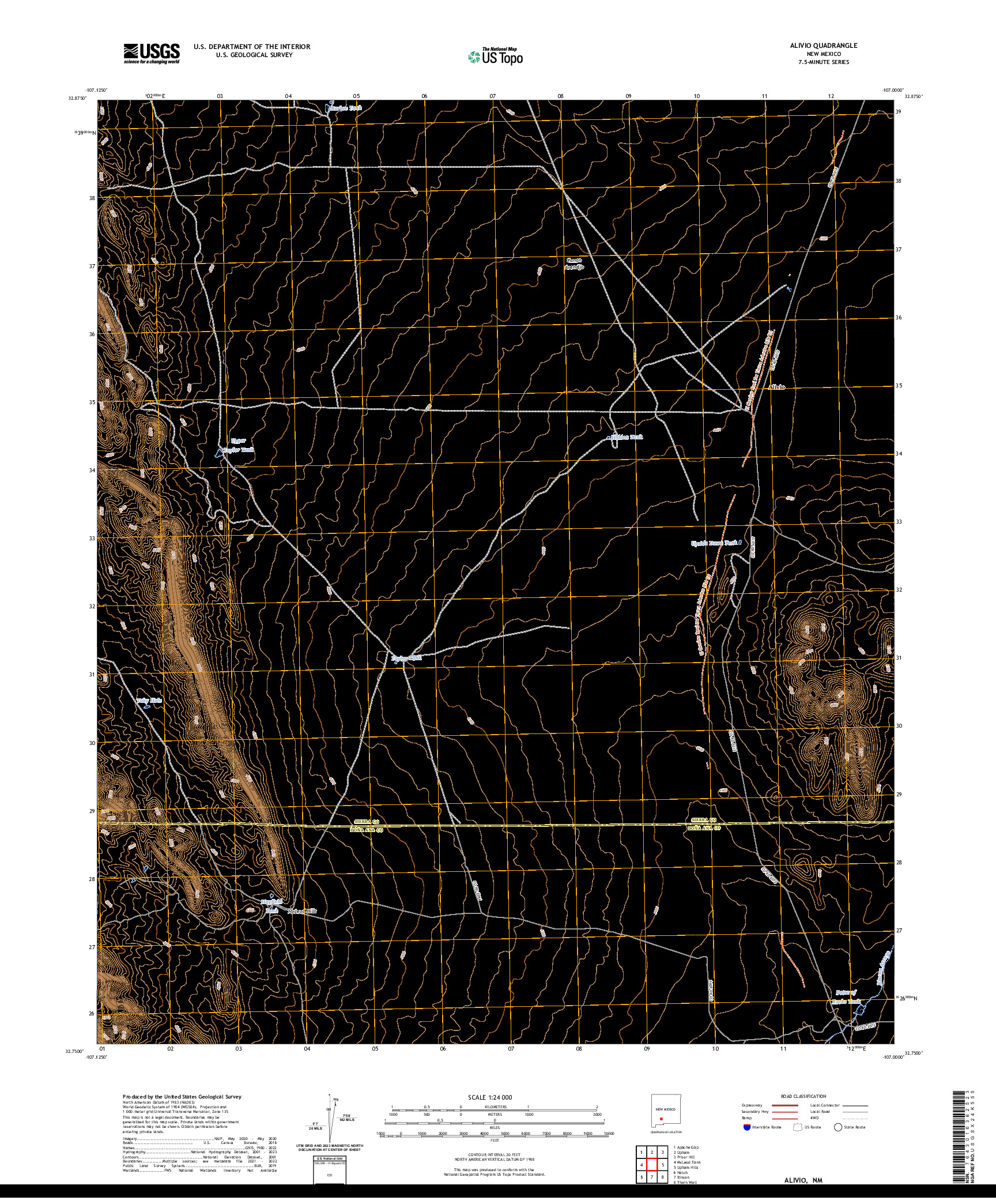 US TOPO 7.5-MINUTE MAP FOR ALIVIO, NM