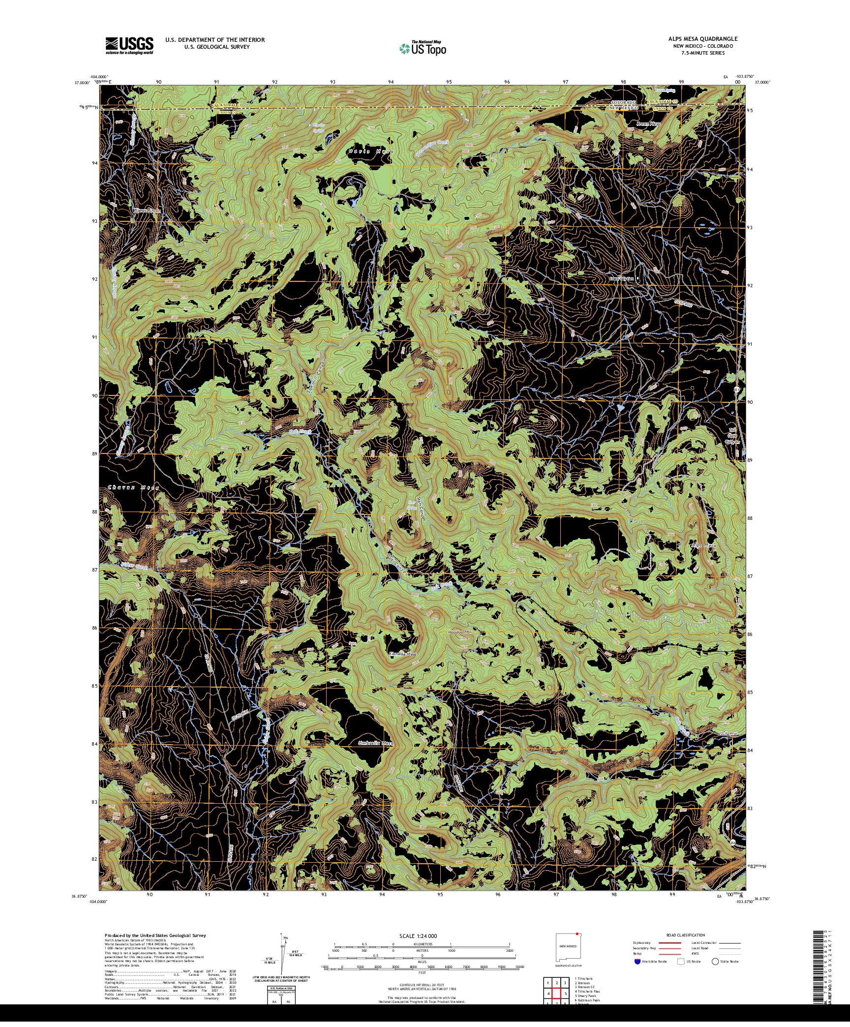 US TOPO 7.5-MINUTE MAP FOR ALPS MESA, NM,CO