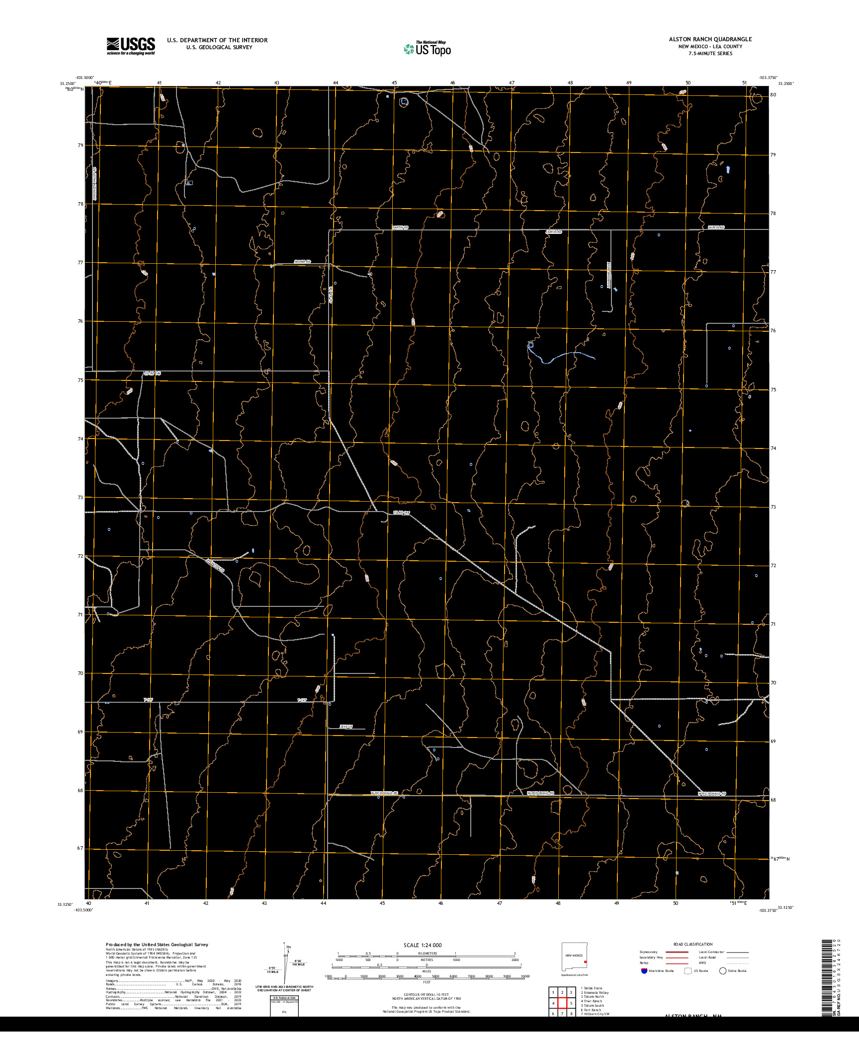 US TOPO 7.5-MINUTE MAP FOR ALSTON RANCH, NM