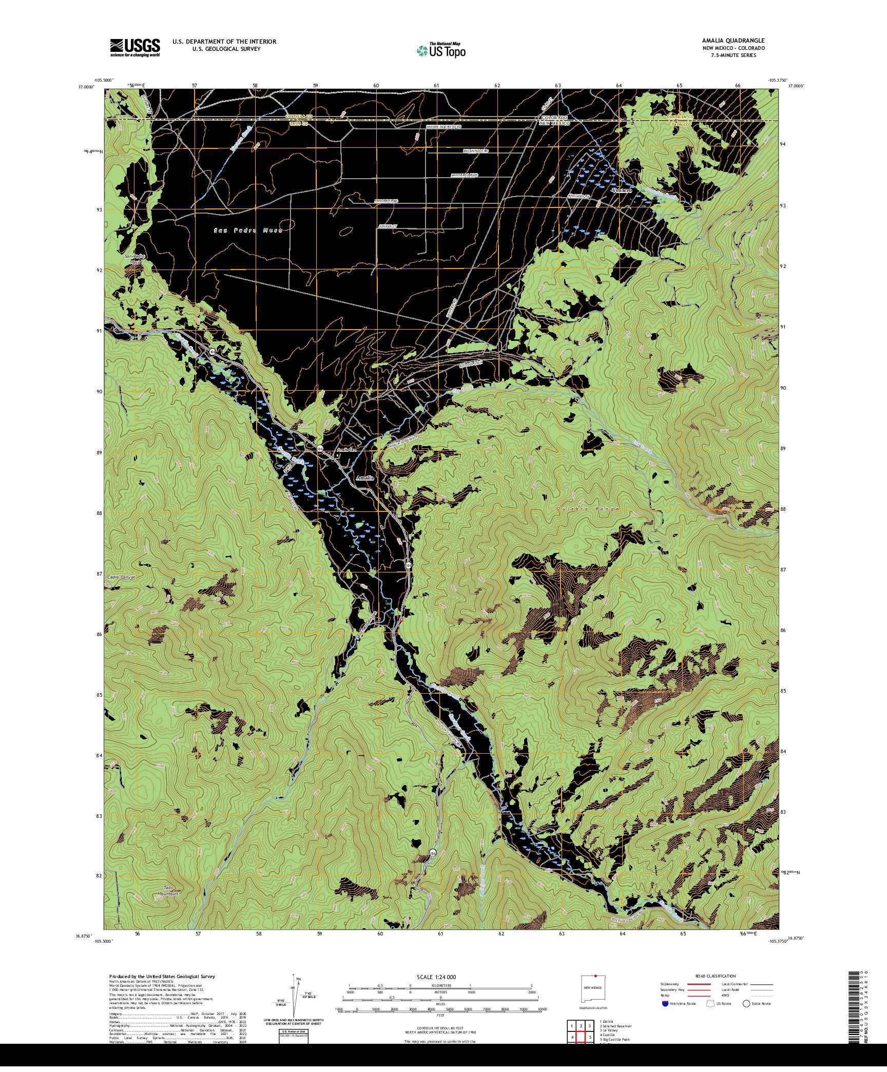 US TOPO 7.5-MINUTE MAP FOR AMALIA, NM,CO