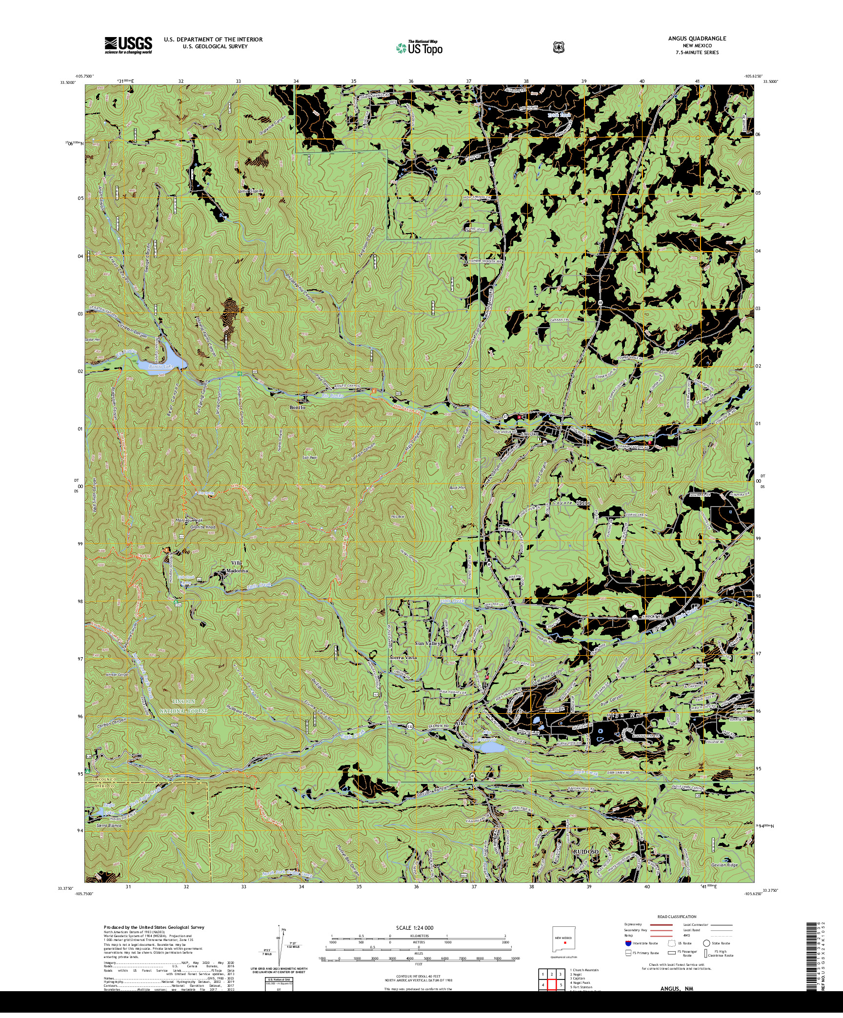 US TOPO 7.5-MINUTE MAP FOR ANGUS, NM