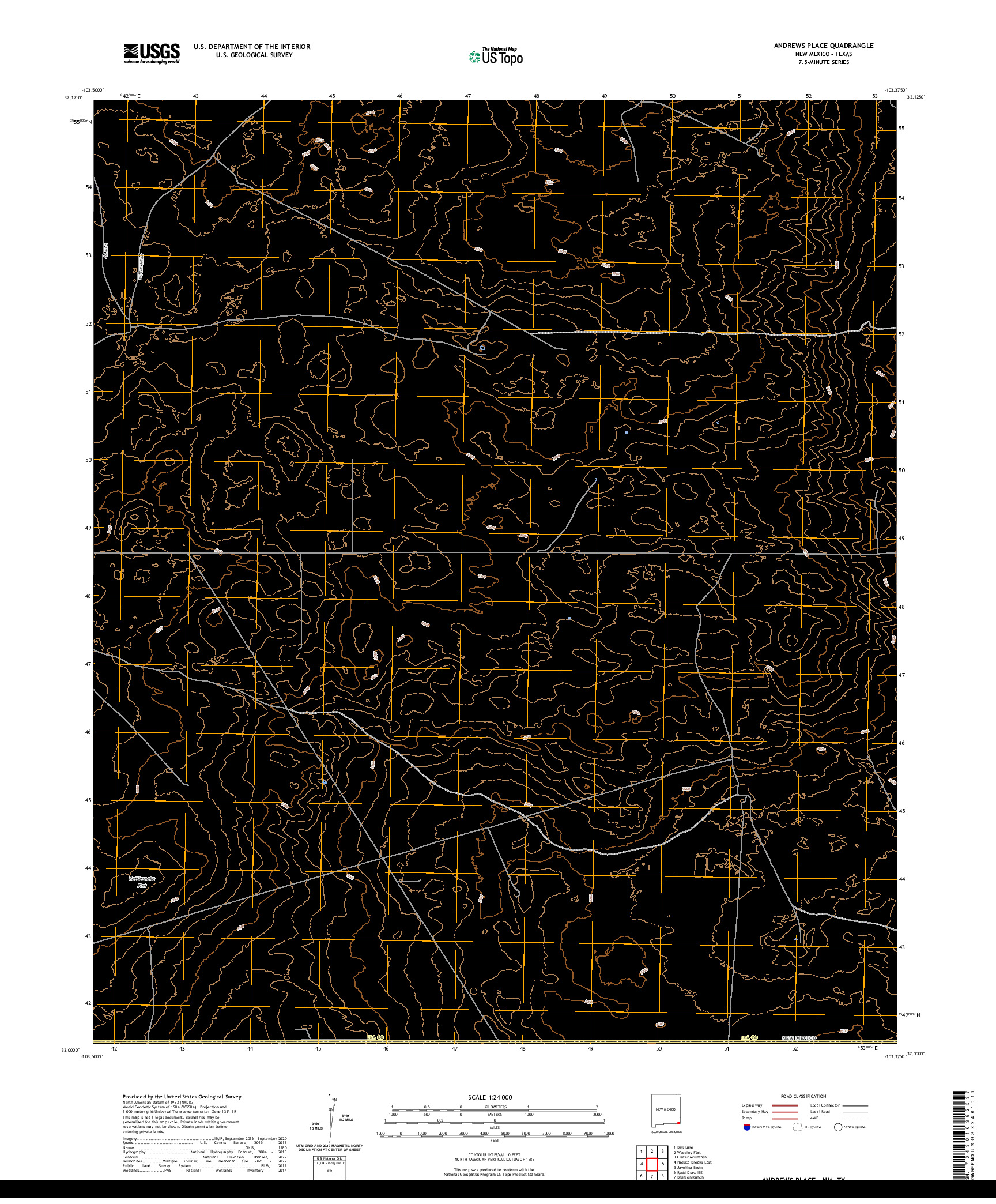 US TOPO 7.5-MINUTE MAP FOR ANDREWS PLACE, NM,TX