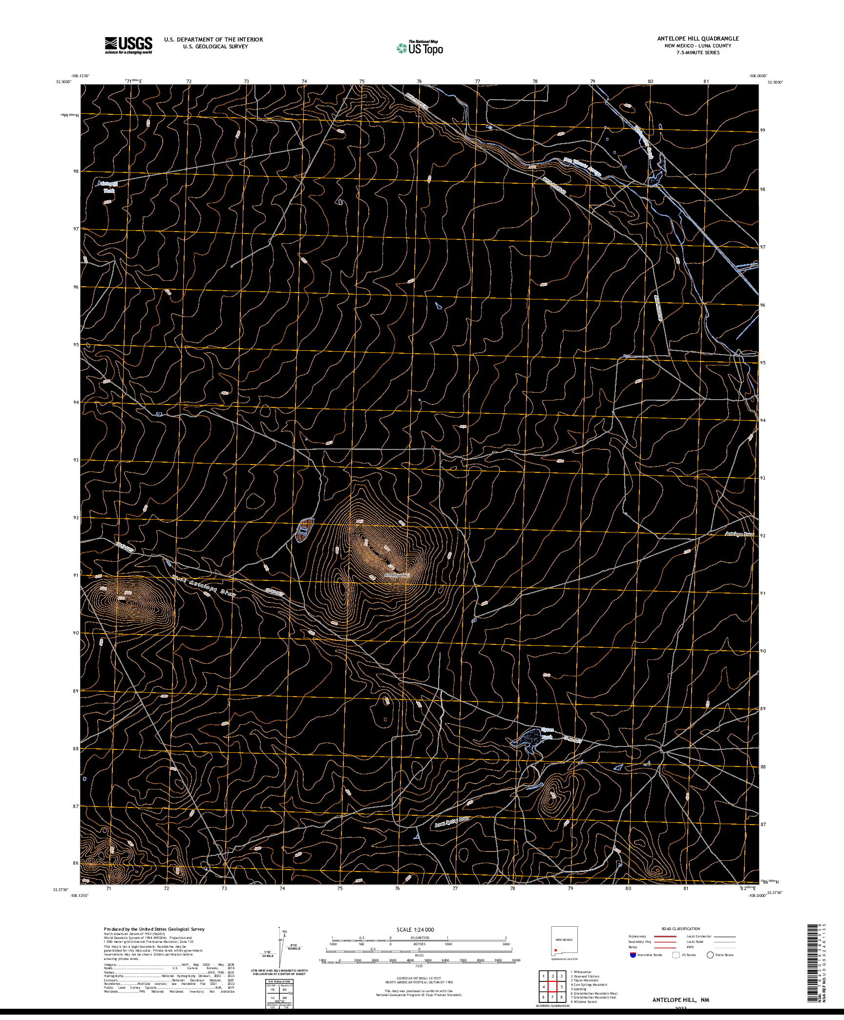 US TOPO 7.5-MINUTE MAP FOR ANTELOPE HILL, NM